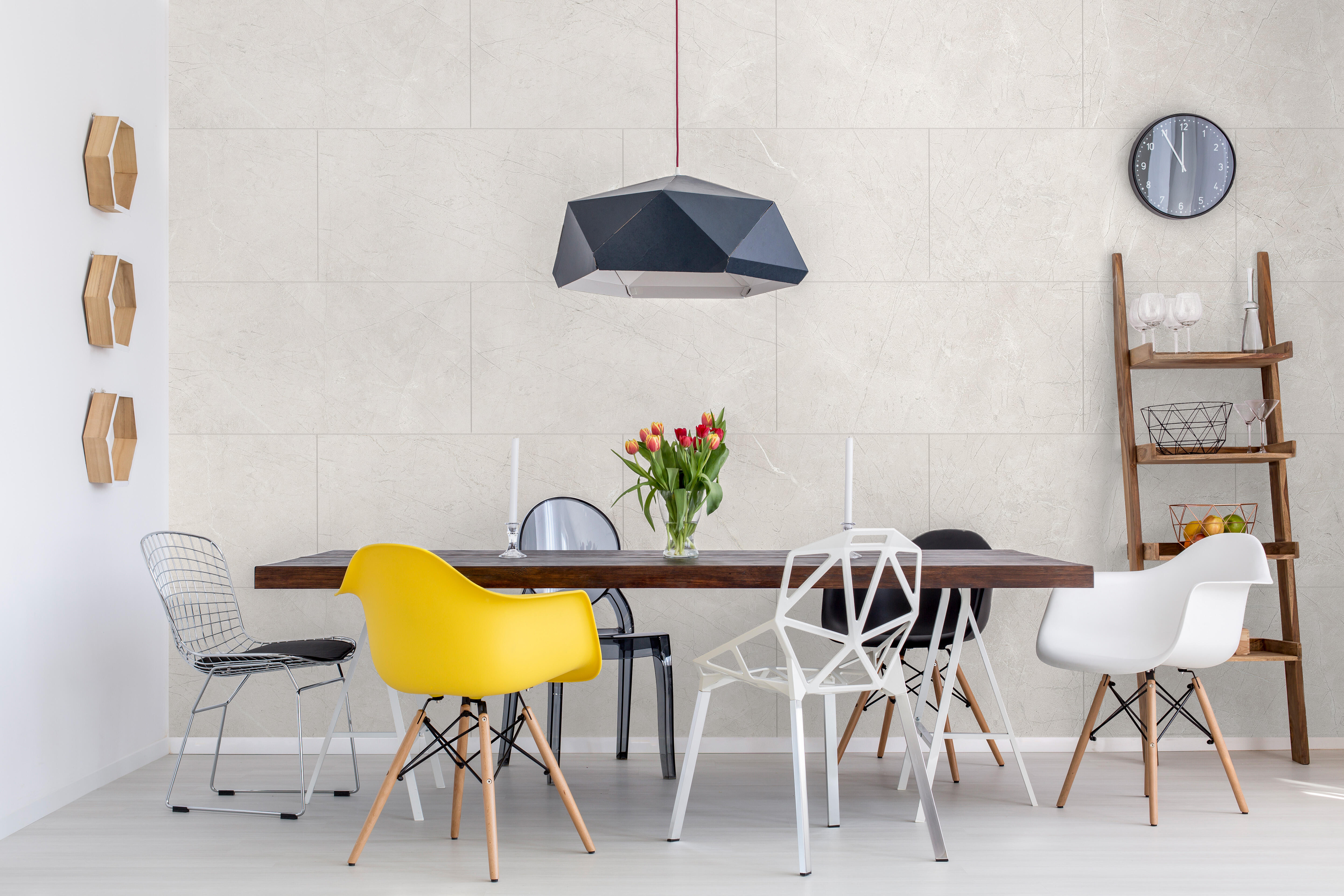 Revestimiento de pared decorativo efecto mármol vinílico SPC Selene White color beige de 80x40 cm - 2