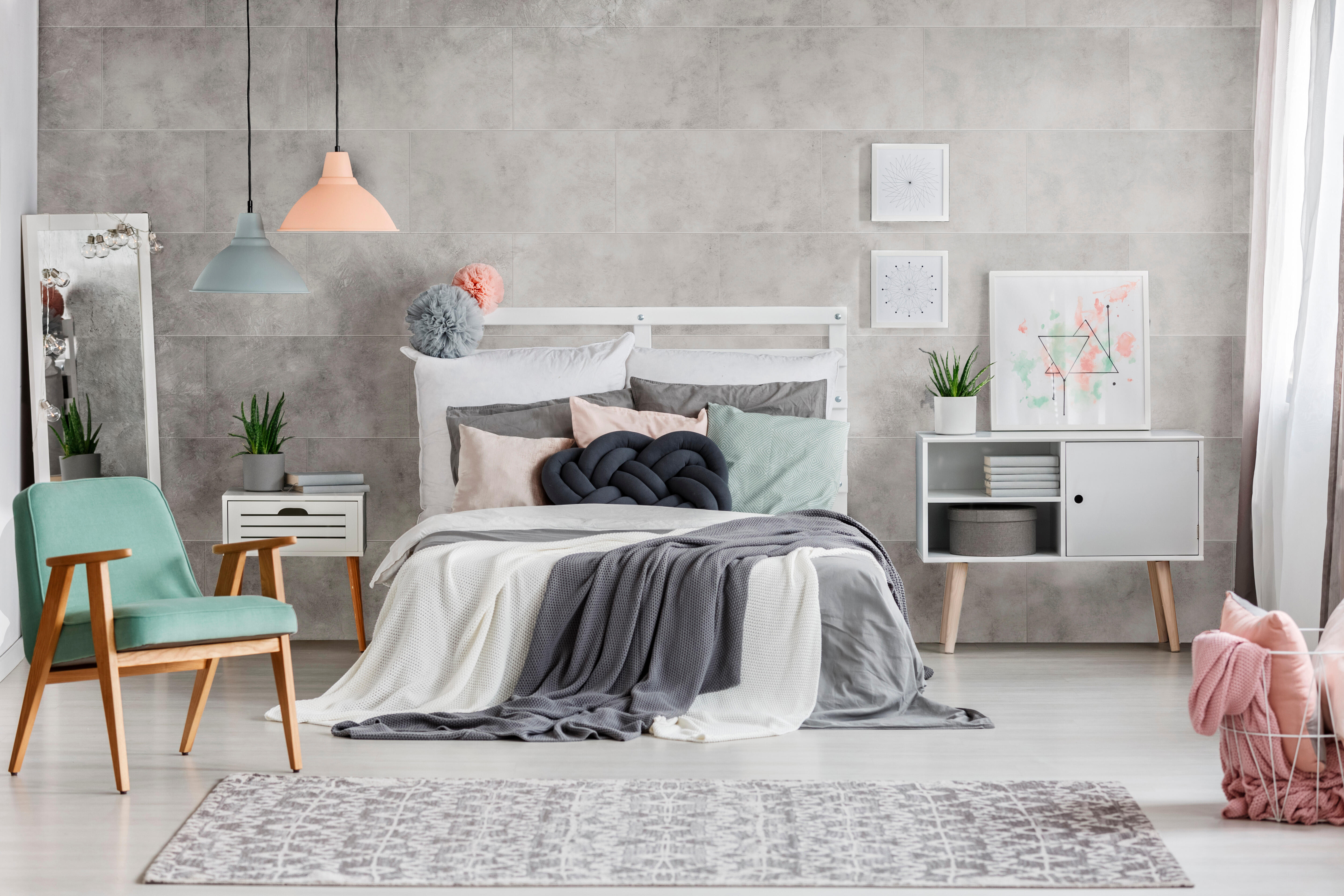 Revestimiento de pared decorativo efecto cemento vinílico SPC Luxor light color gris de 80x40 cm - 8