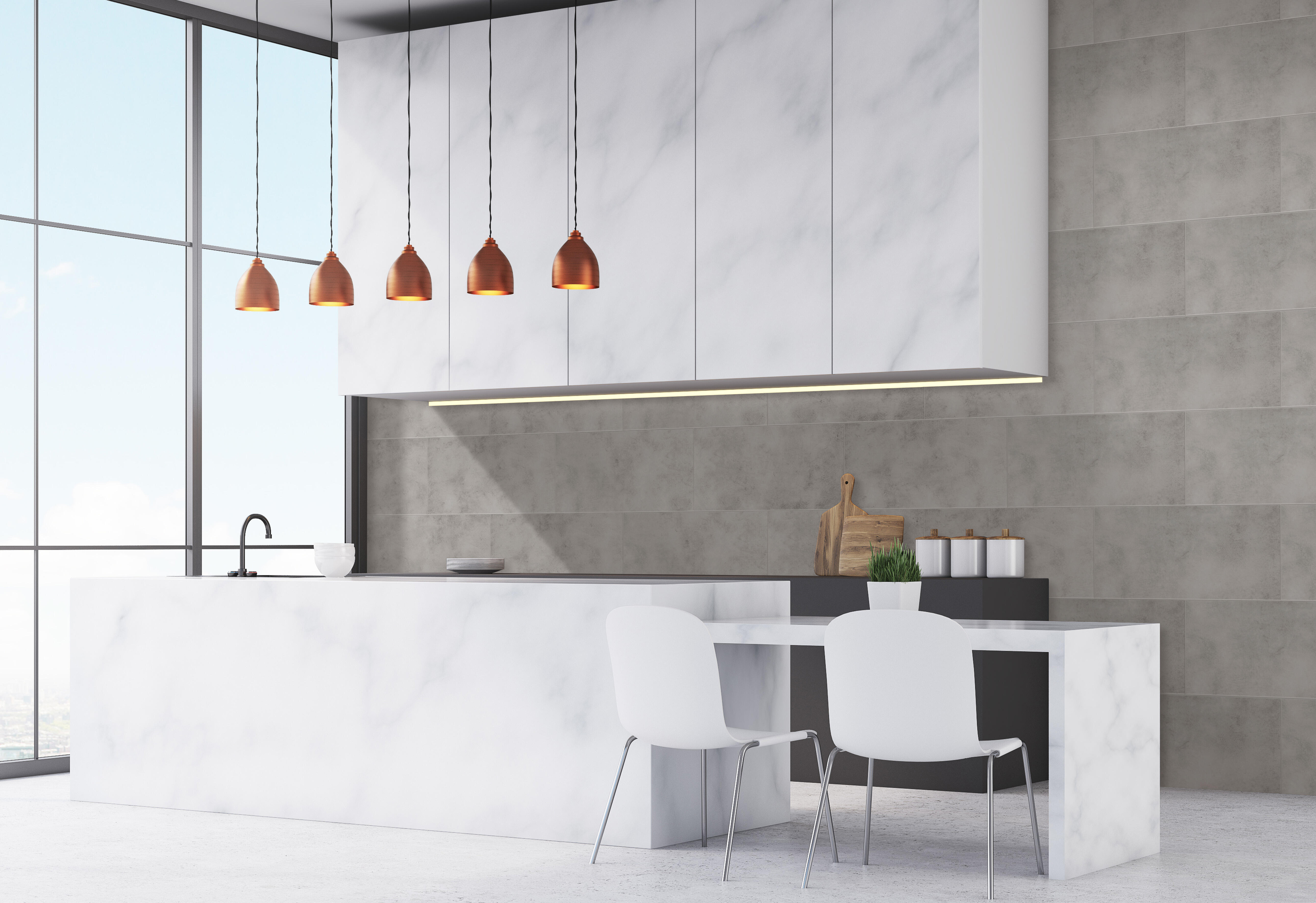 Revestimiento de pared decorativo efecto cemento vinílico SPC Luxor light color gris de 80x40 cm - 2