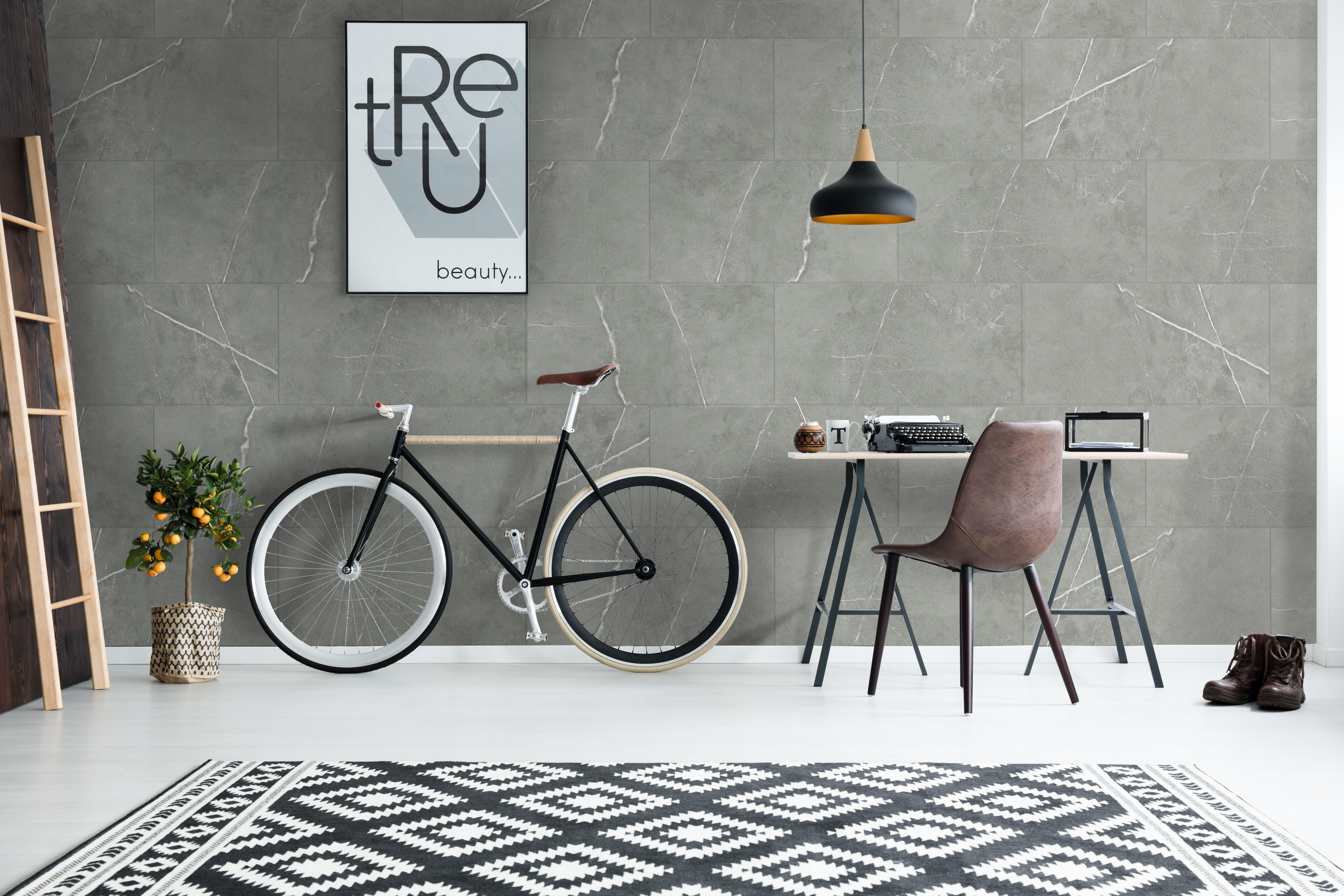 Revestimiento de pared decorativo efecto mármol vinílico spc carrara mercuri color gris de 80x40 cm