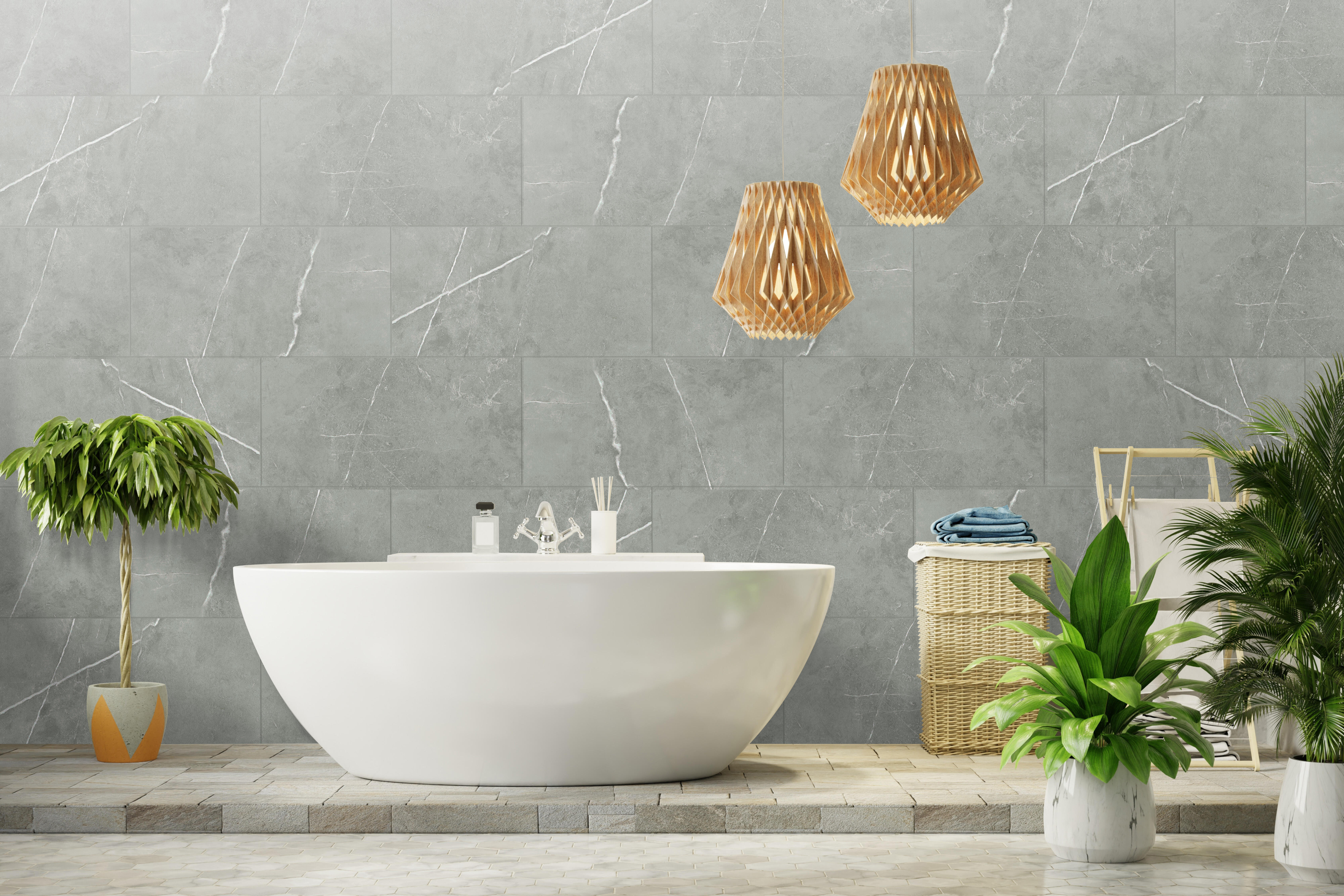 Revestimiento de pared vinílico spc carrara mercuri color gris de 80x40 cm