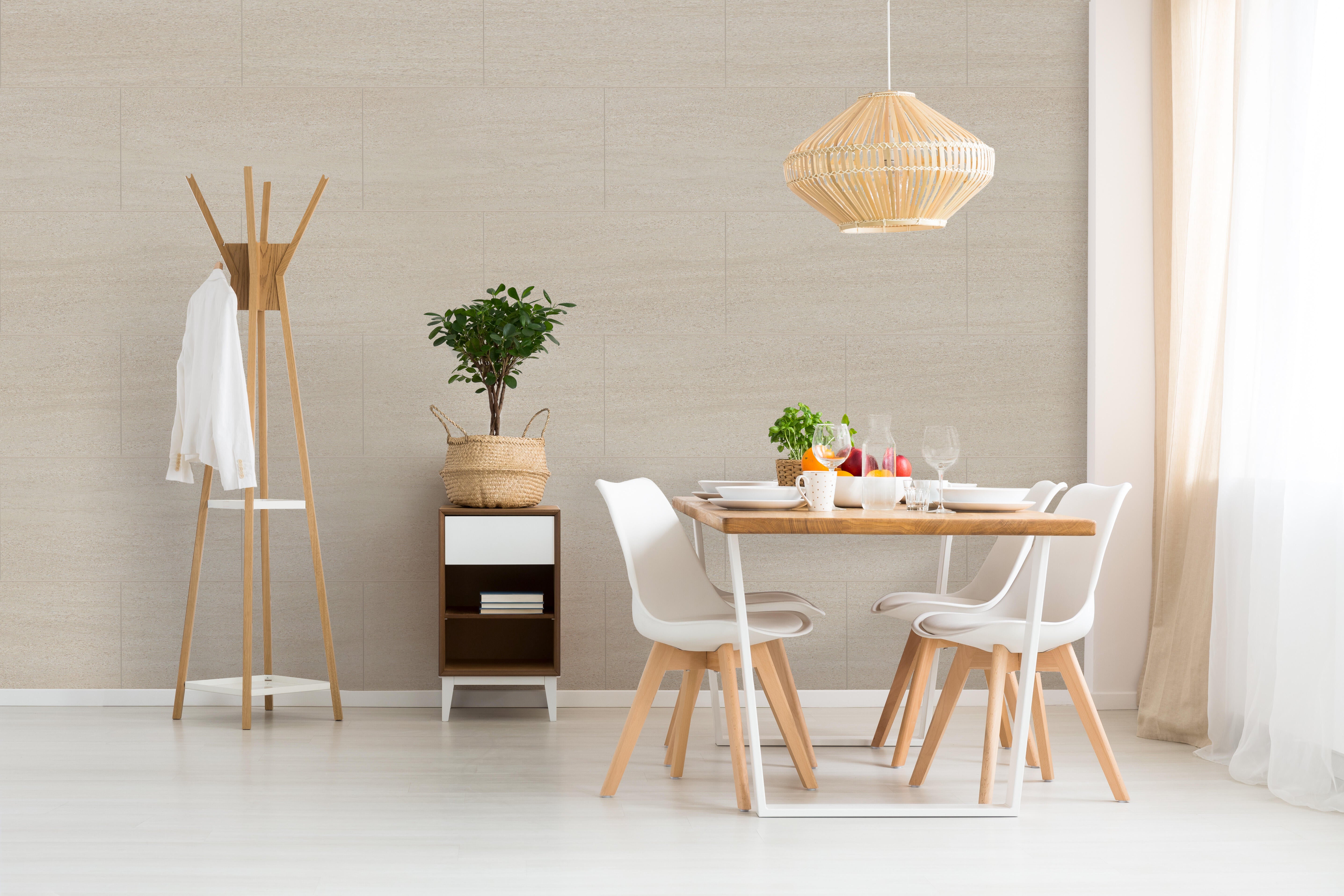 Revestimiento de pared decorativo efecto piedra vinílico SPC Aquiles color beige de 80x40 cm - 10