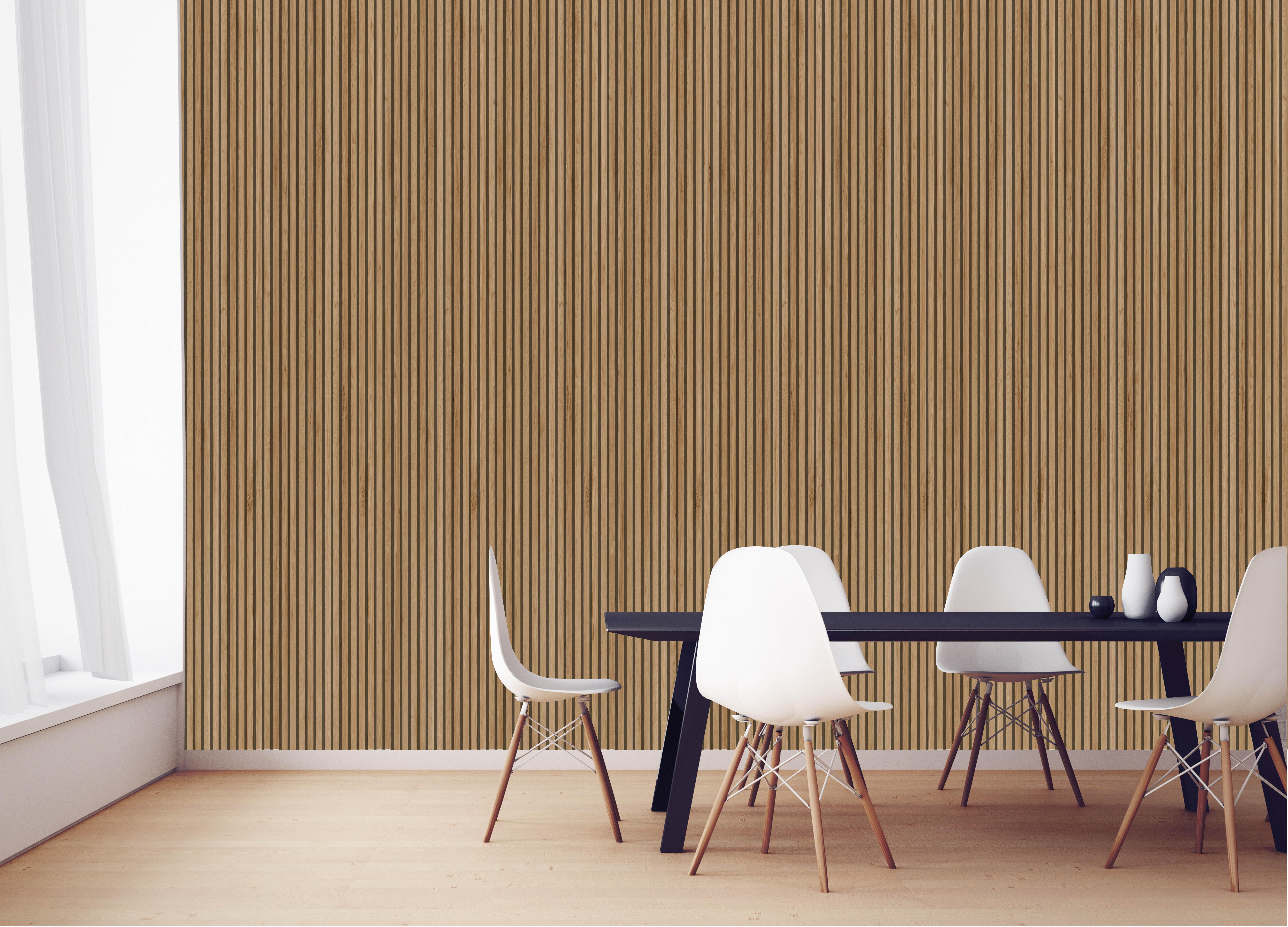 Revestimiento de pared palillería efecto 3D vinílico PVC roble de 260x15cm - 9