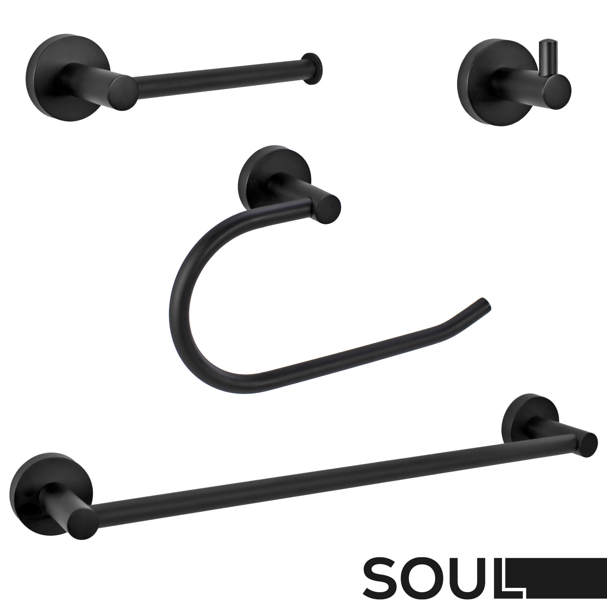 Toallero de barra negro mate para atornillar Soul 43x5x7 cm - 3