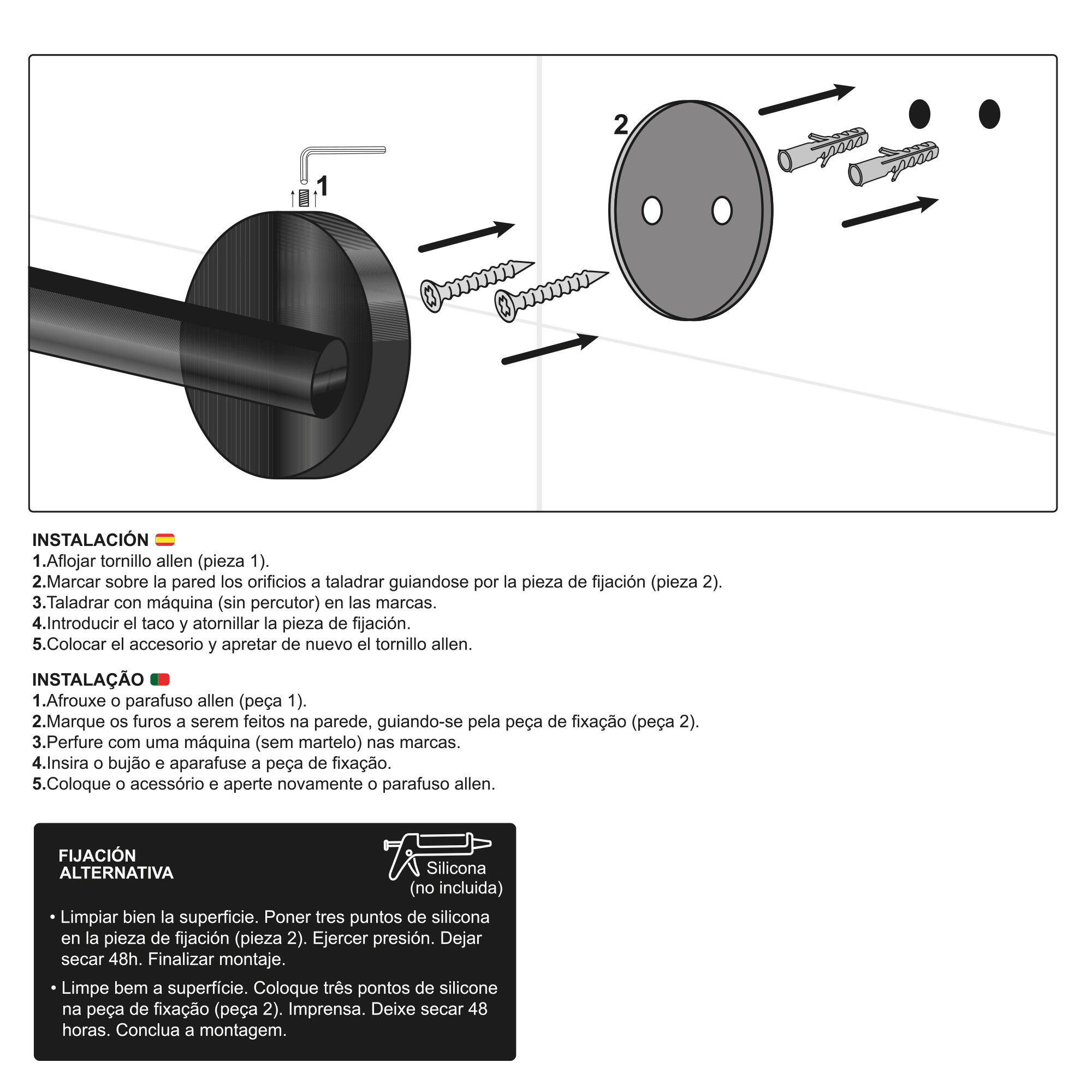 Toallero de barra negro mate para atornillar Soul 43x5x7 cm - 4