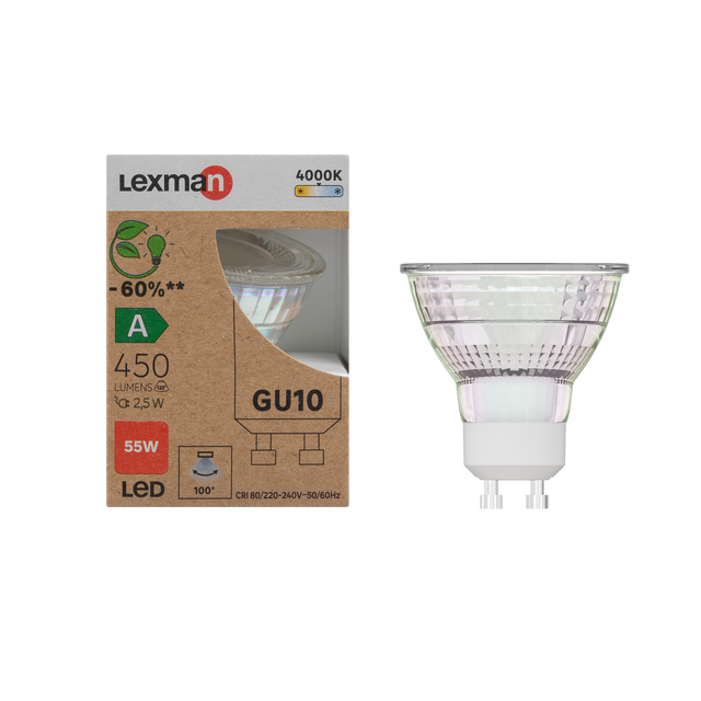 Żarówka LED GU10 2,5 W 450 lm Neutralna biel Lexman