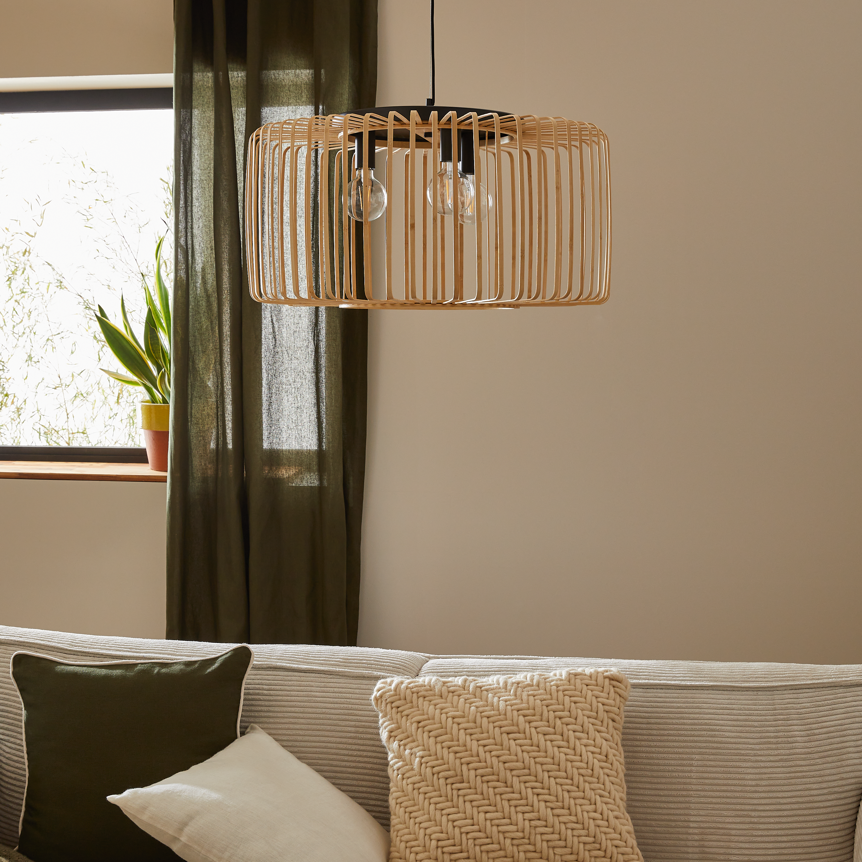 suspension luminaire rotin - 0