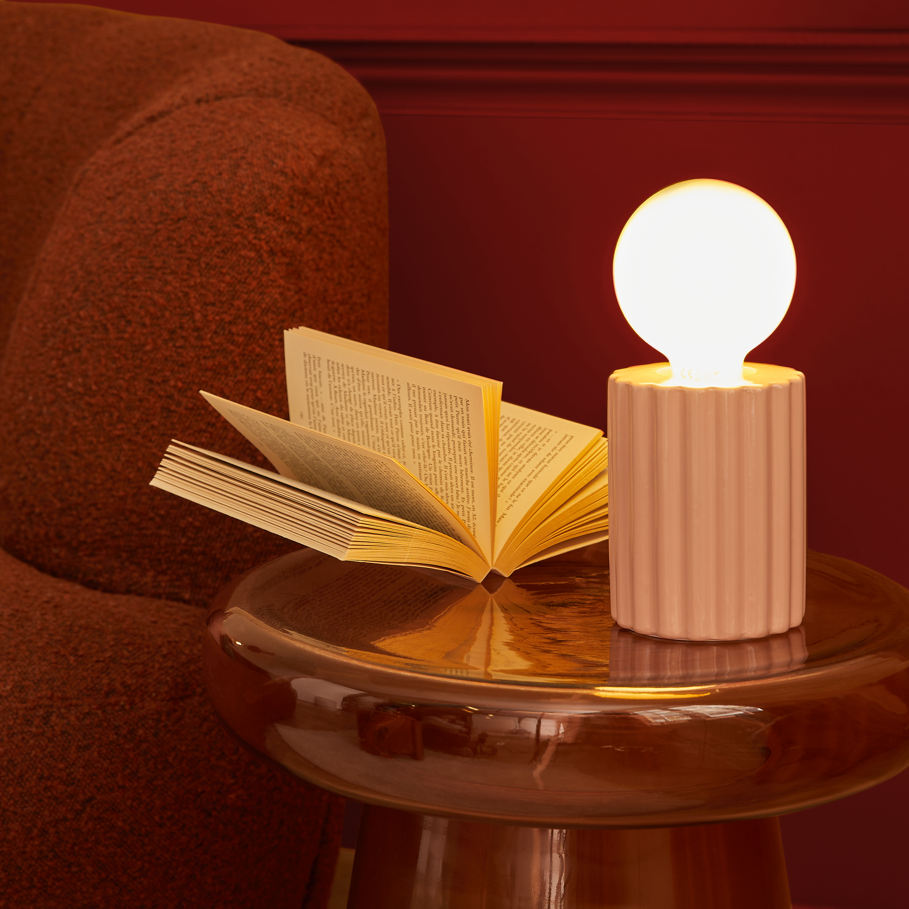 Lampe Tyamo, céramique, rose, H.13.5 cm INSPIRE, E27 - 2