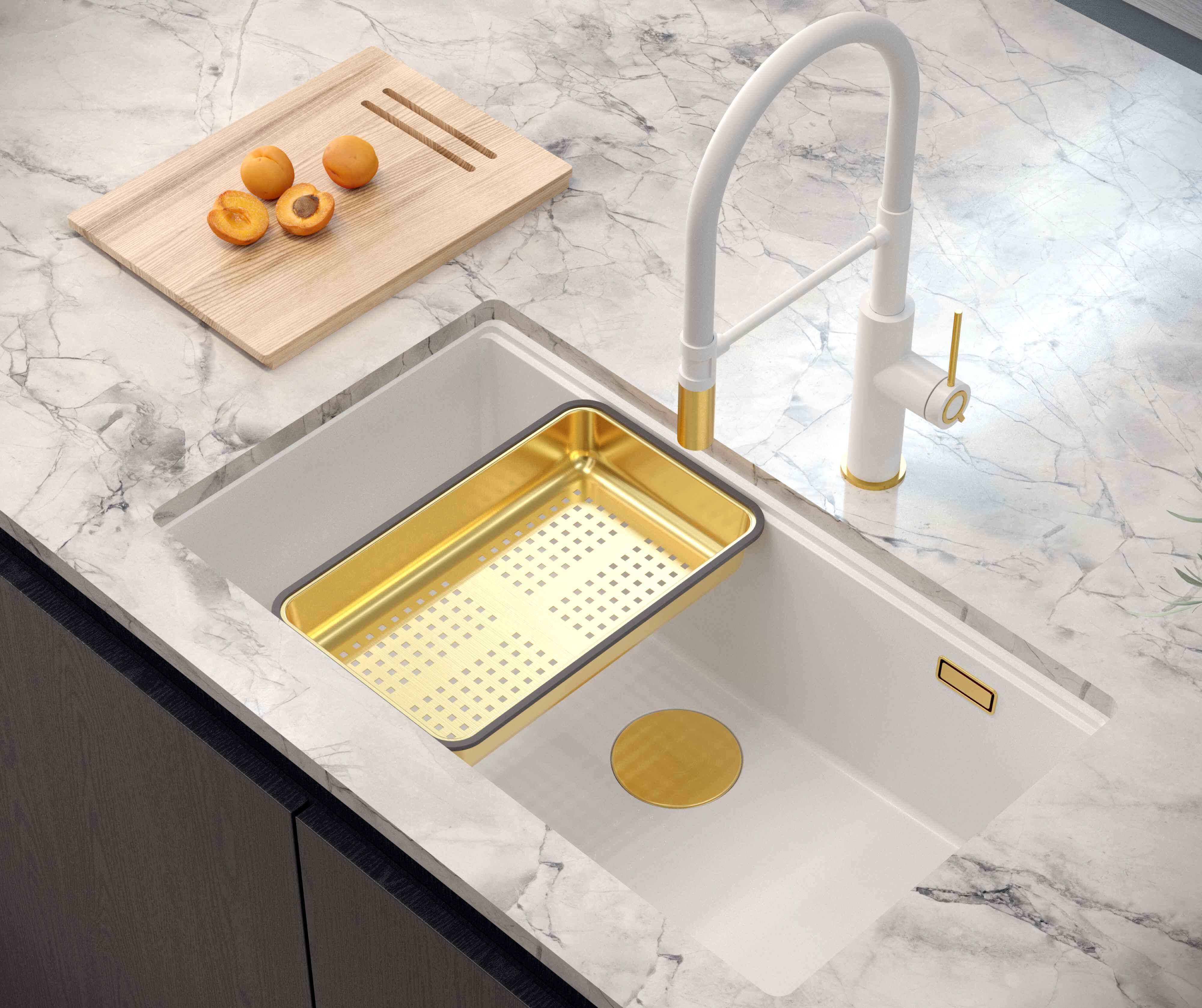 Wkładka ociekowa do zlewozmywaka 380 x 230 mm złota Quadron - 2