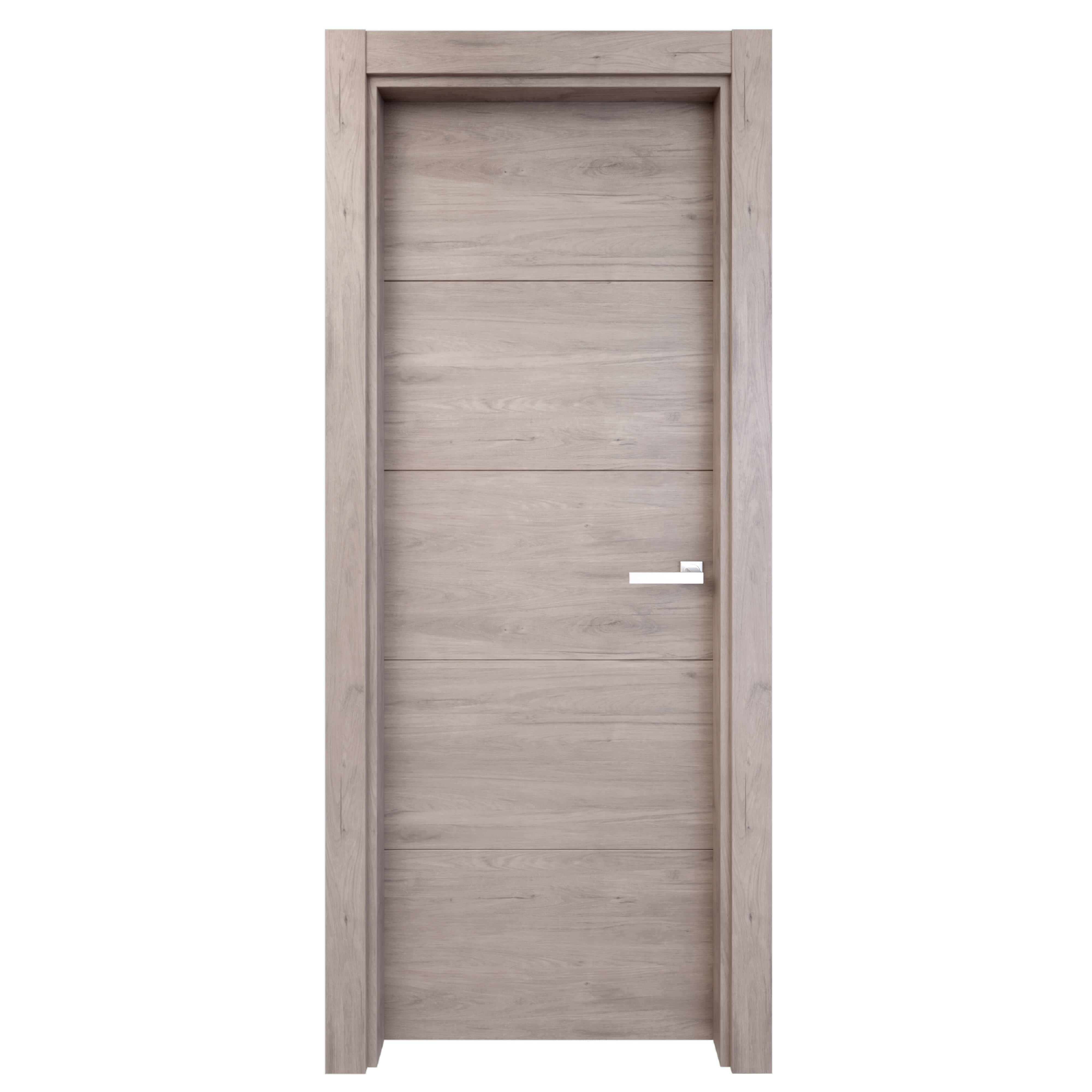 Puerta interior abatible berna roble gris line apertura izquierda 62.5cm