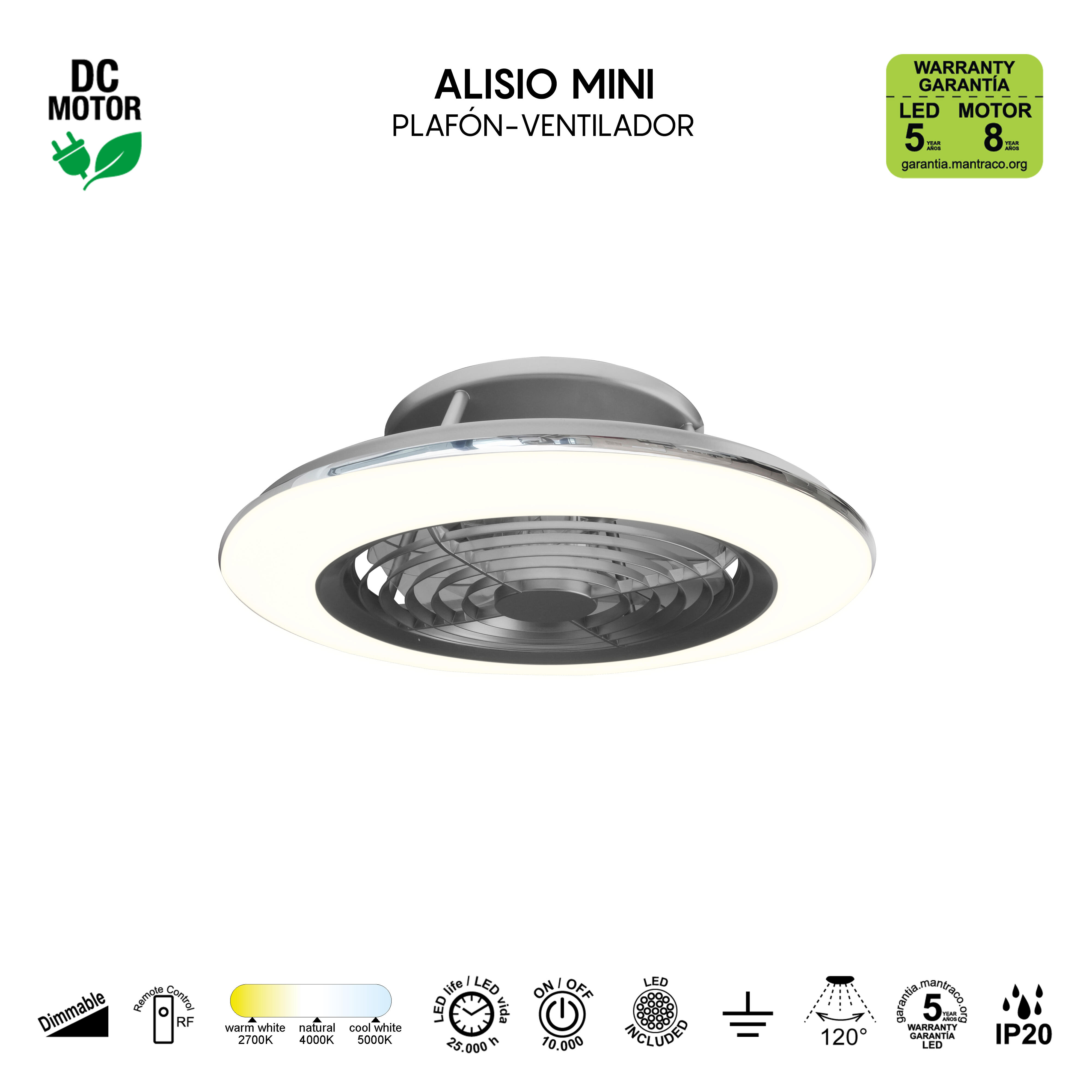 Ventilador de techo con luz sin aspas silencioso DC con mando MANTRA Alisio gris ø52.5 cm invierno/verano color luz regulable - 13
