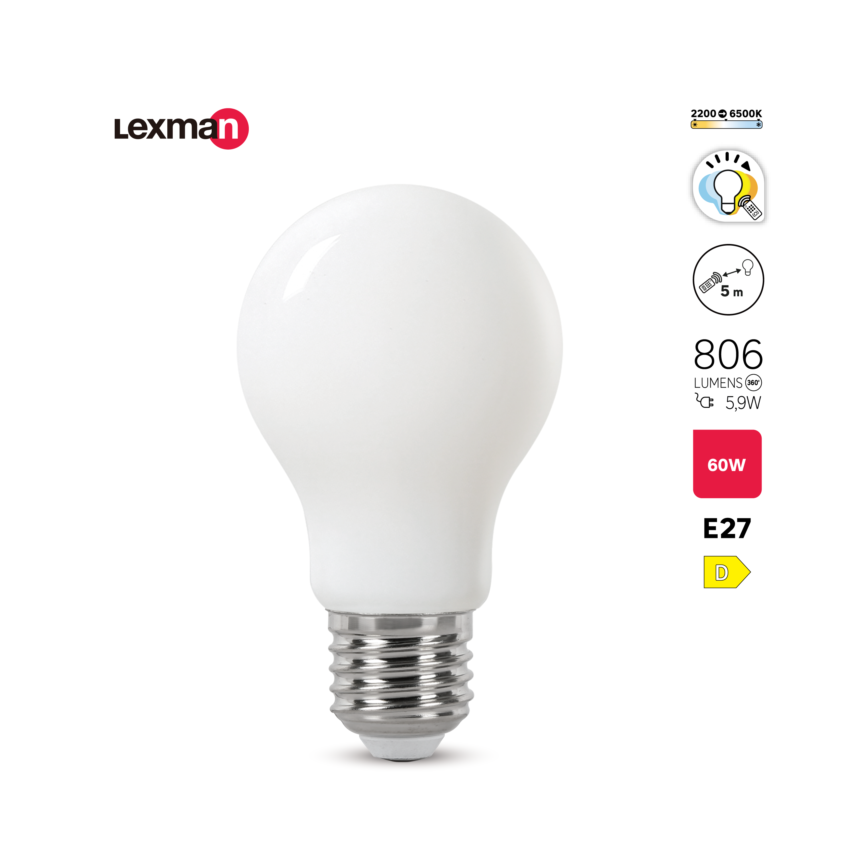 Lâmpada filamentos ALLINONE A60 E27 luz regulável LEXMAN - 3