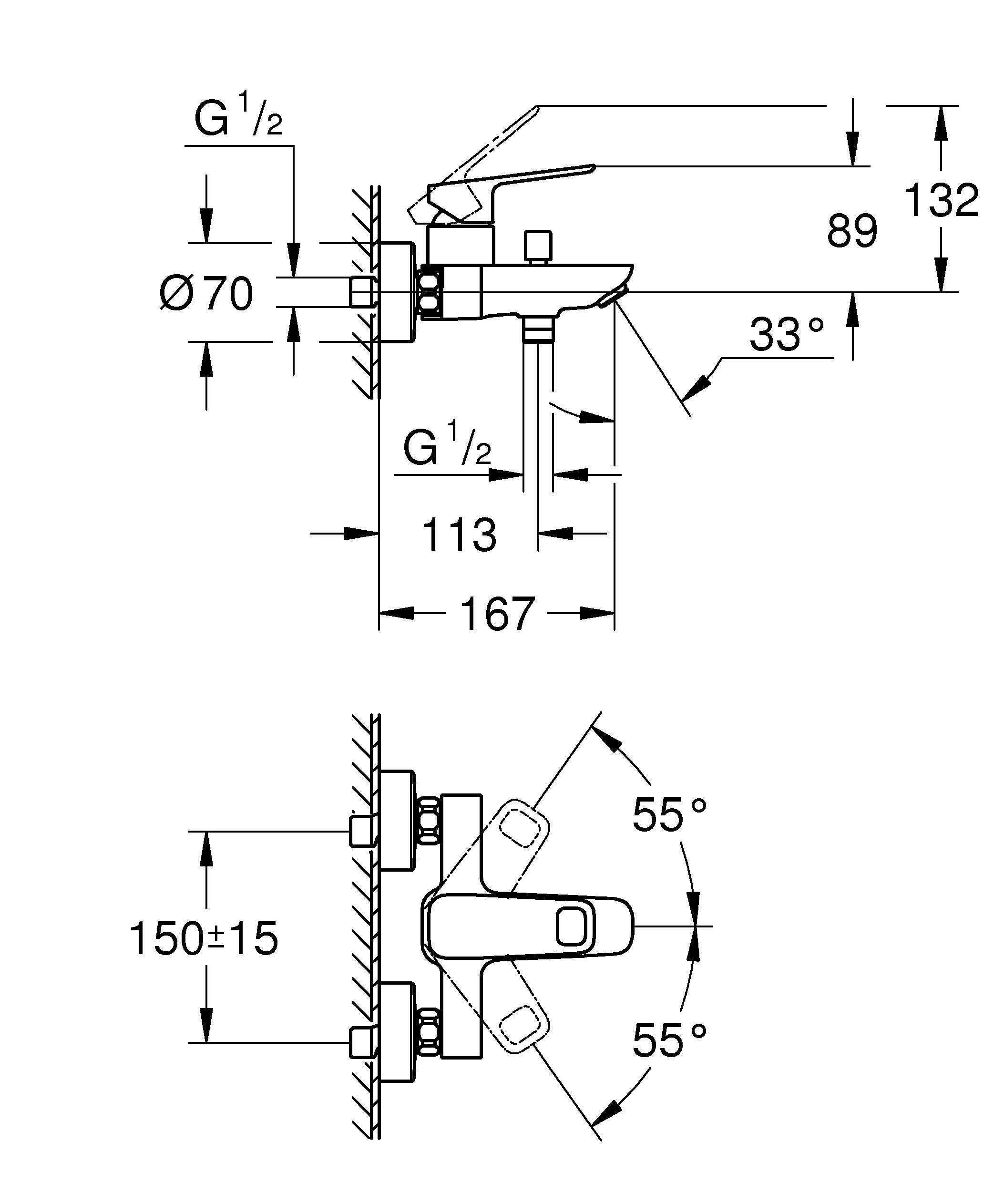 Rubinetto per vasca getto aerato Clova Pulse per muro cromo GROHE - 3
