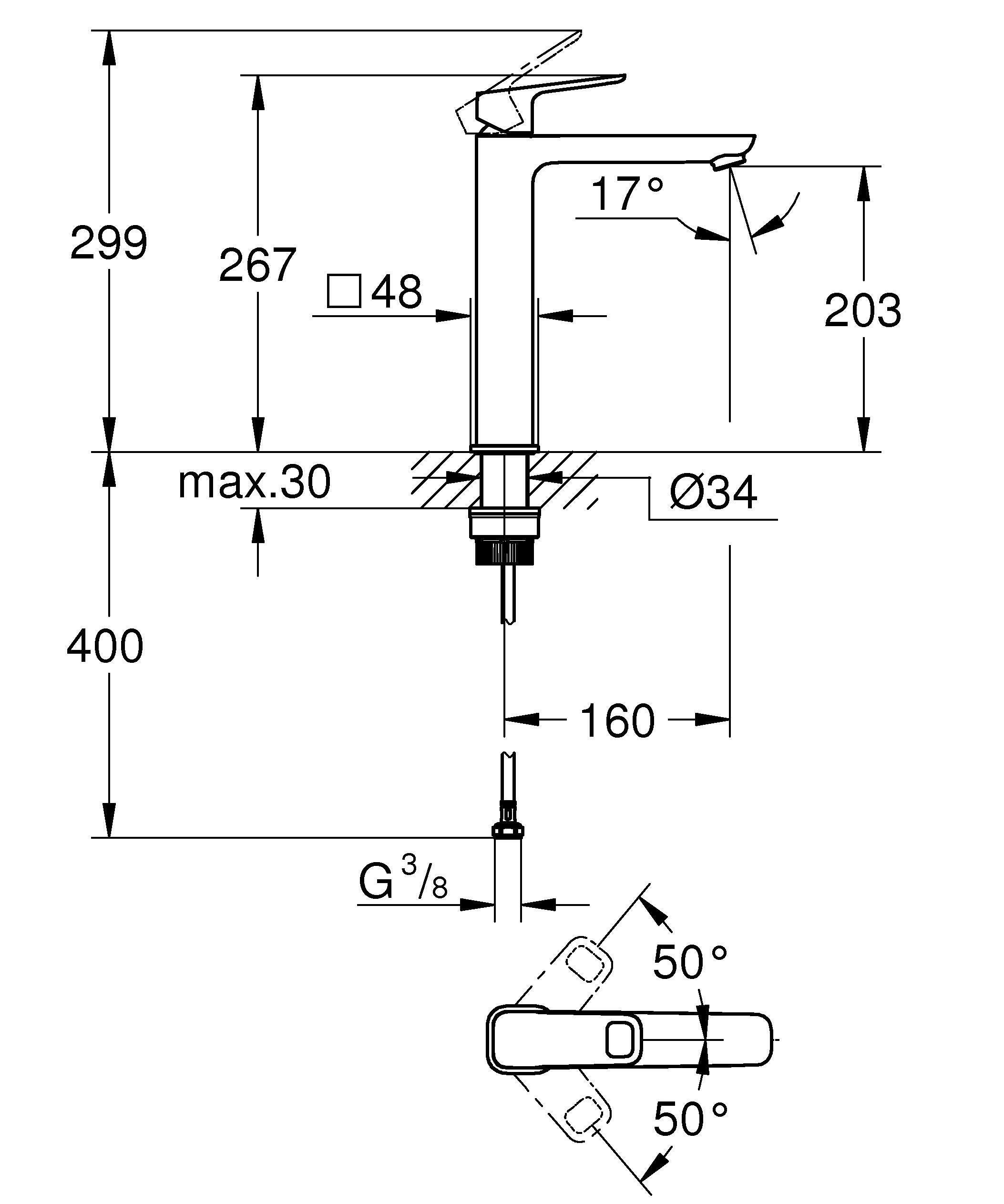 Rubinetto per lavabo getto aerato Clova Pulse cromato lucido GROHE H 29.9 cm - 3