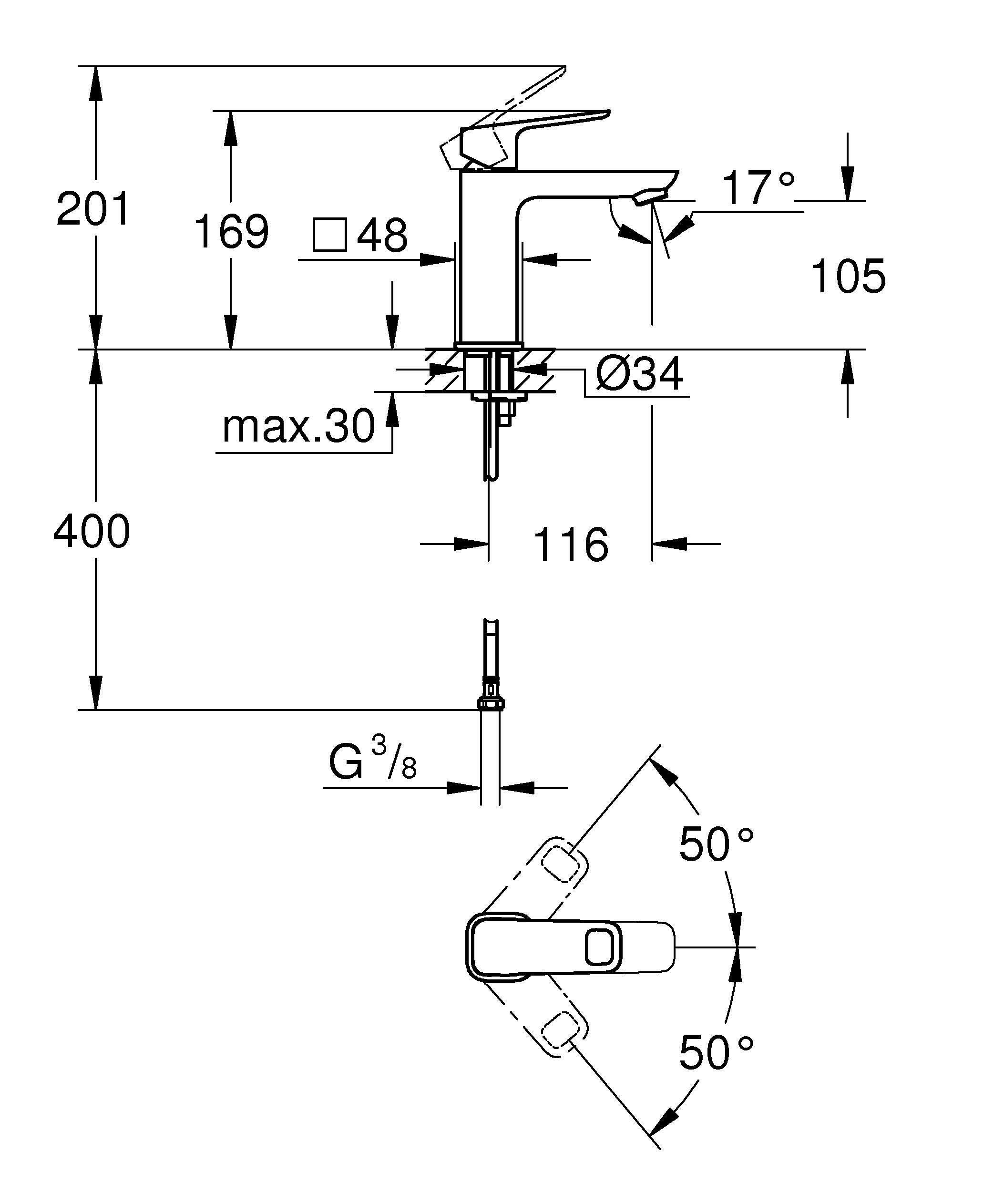 Mitigeur de lavabo chrome M, Clova Pulse, GROHE - 2