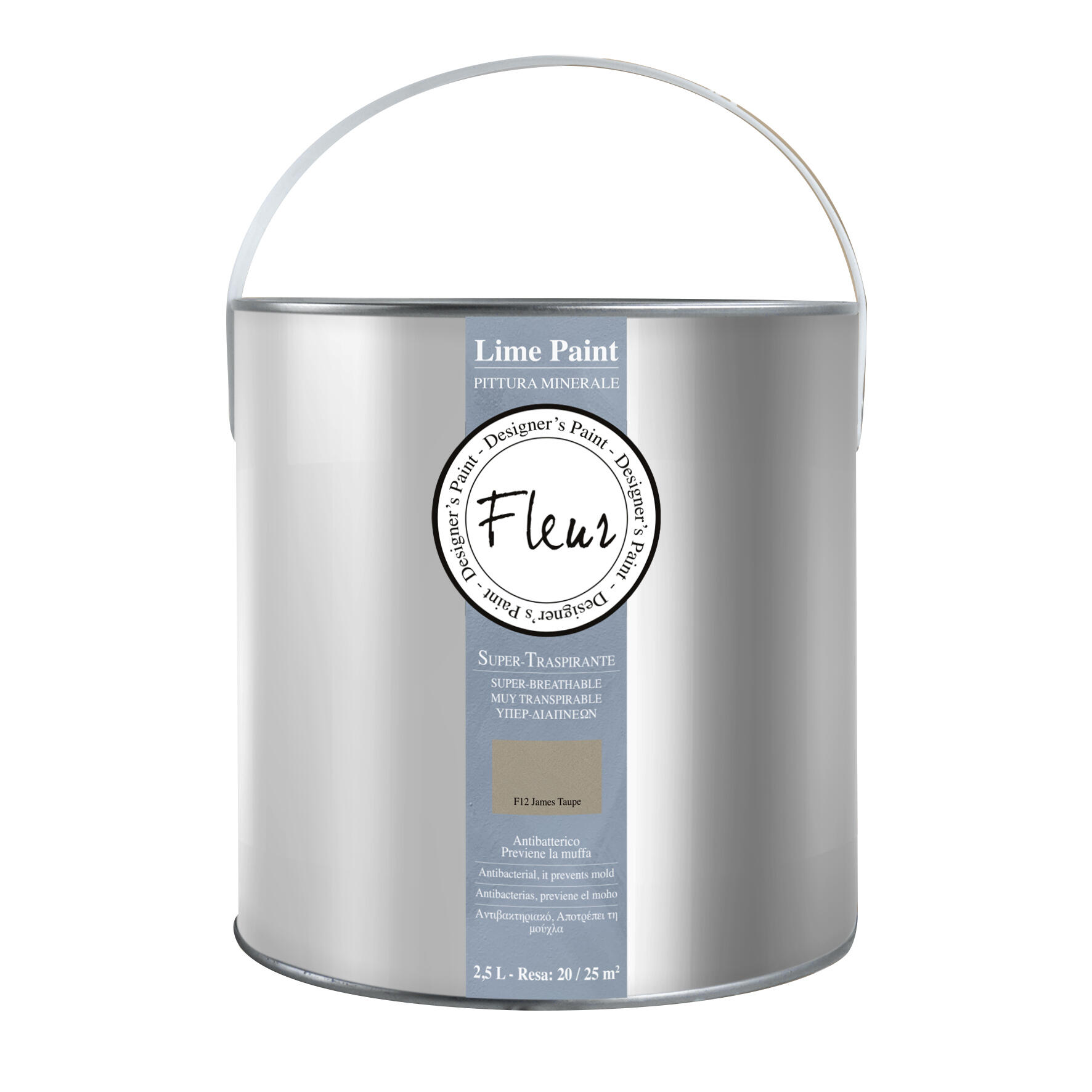 Pittura decorativa a calce Lime Paint FLEUR nuvolato beige james taupe 2.5 l - 2