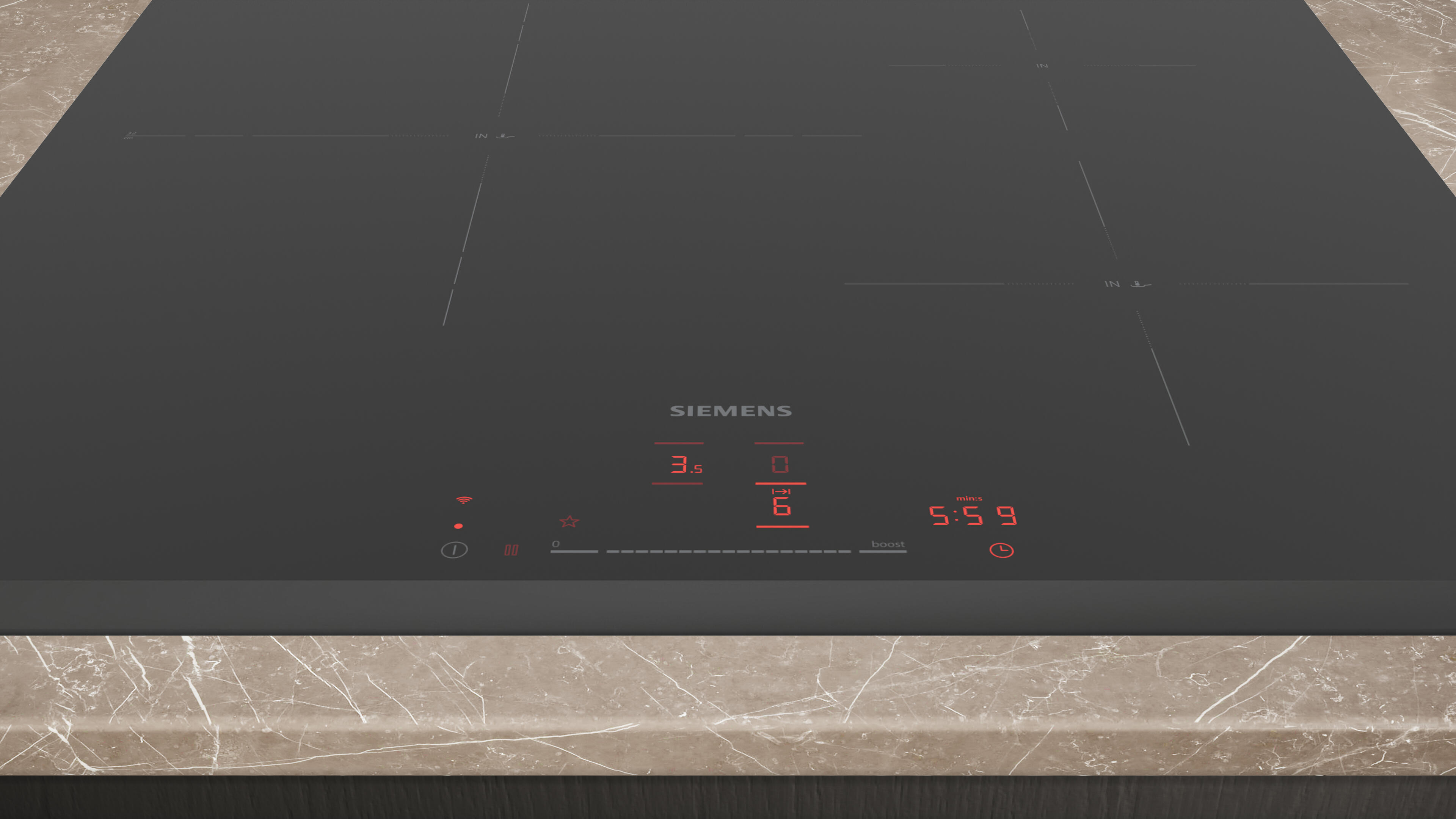 Placa de inducción SIEMENS EH631HDC1E con 3 zonas de cocción y zona flex 7400 W negro 60cm - 5