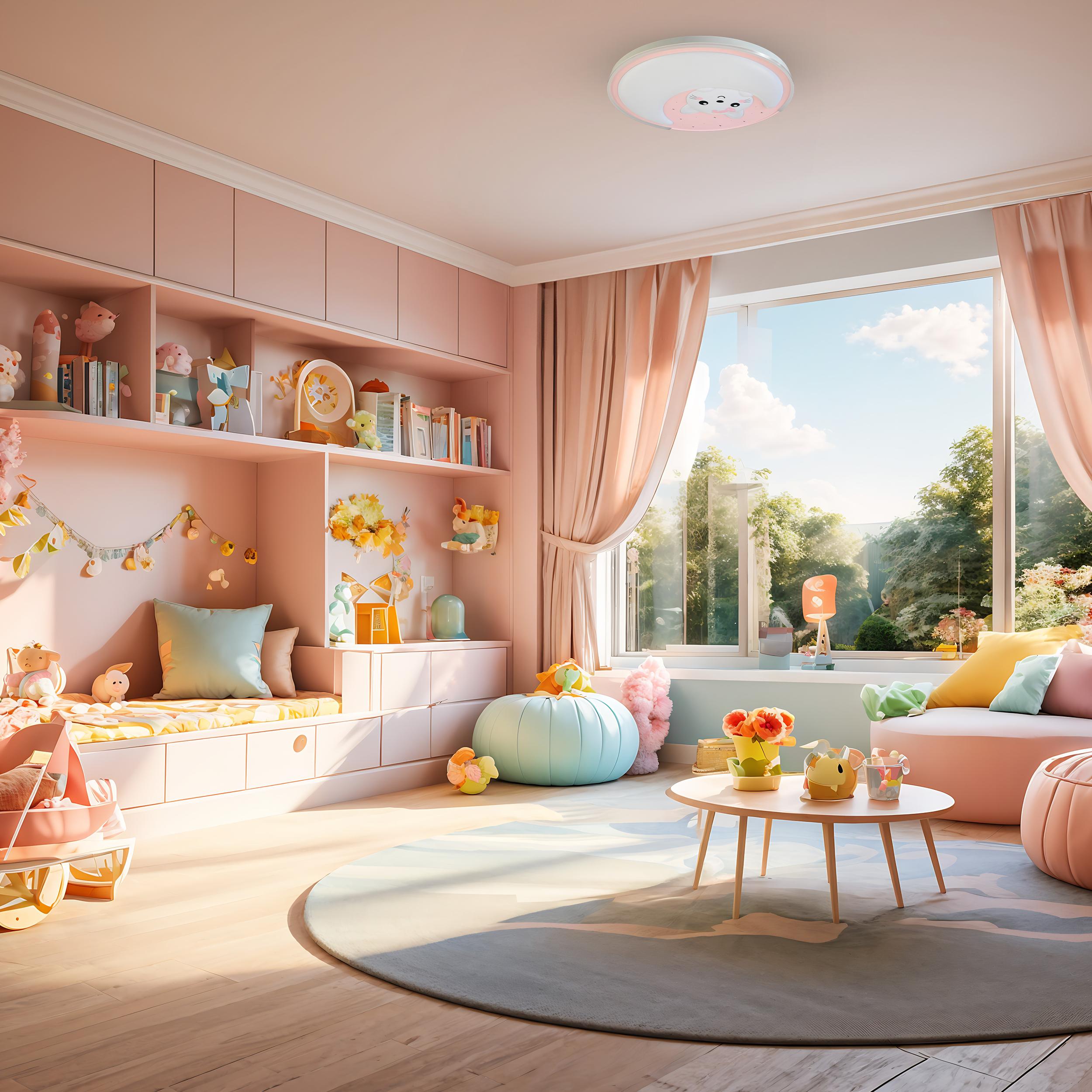 Plafon Mooncat biało-różowy LED Milagro - 3