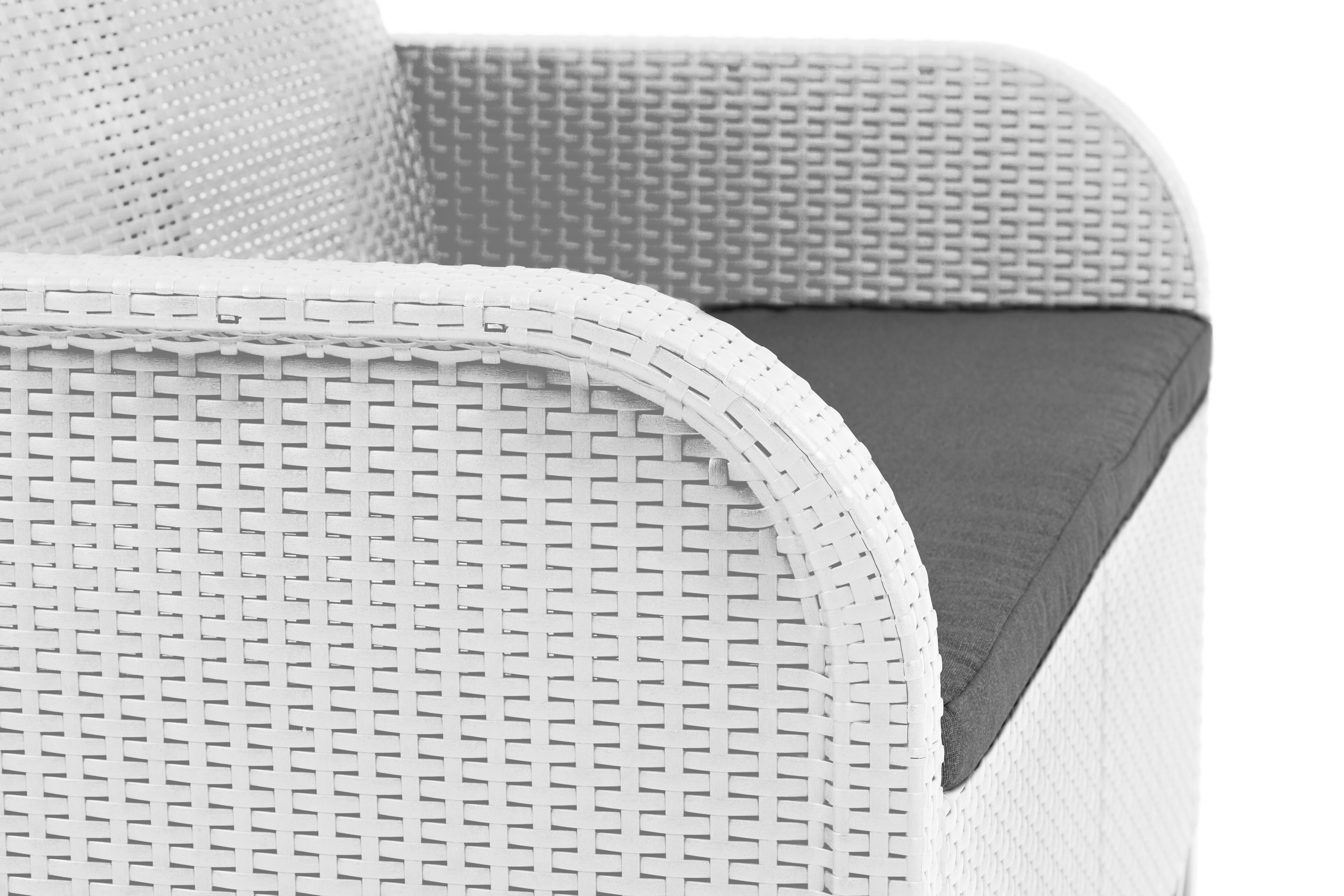 Salotto da giardino per 4 persone bianco ROSALIE KETER con cuscini grigi - 3