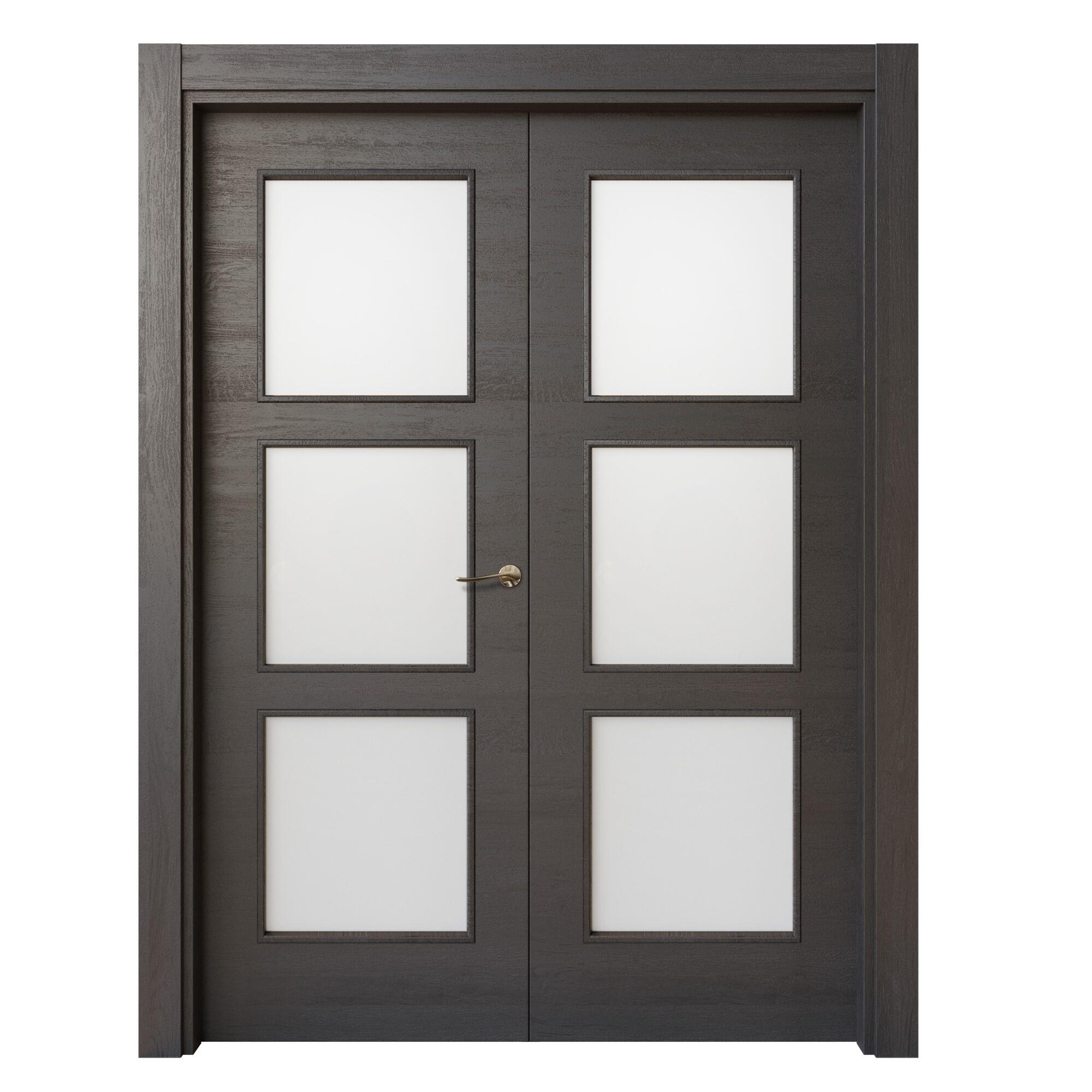 Puerta interior abatible oslo azabache line negro apertura izda cristal 145cm