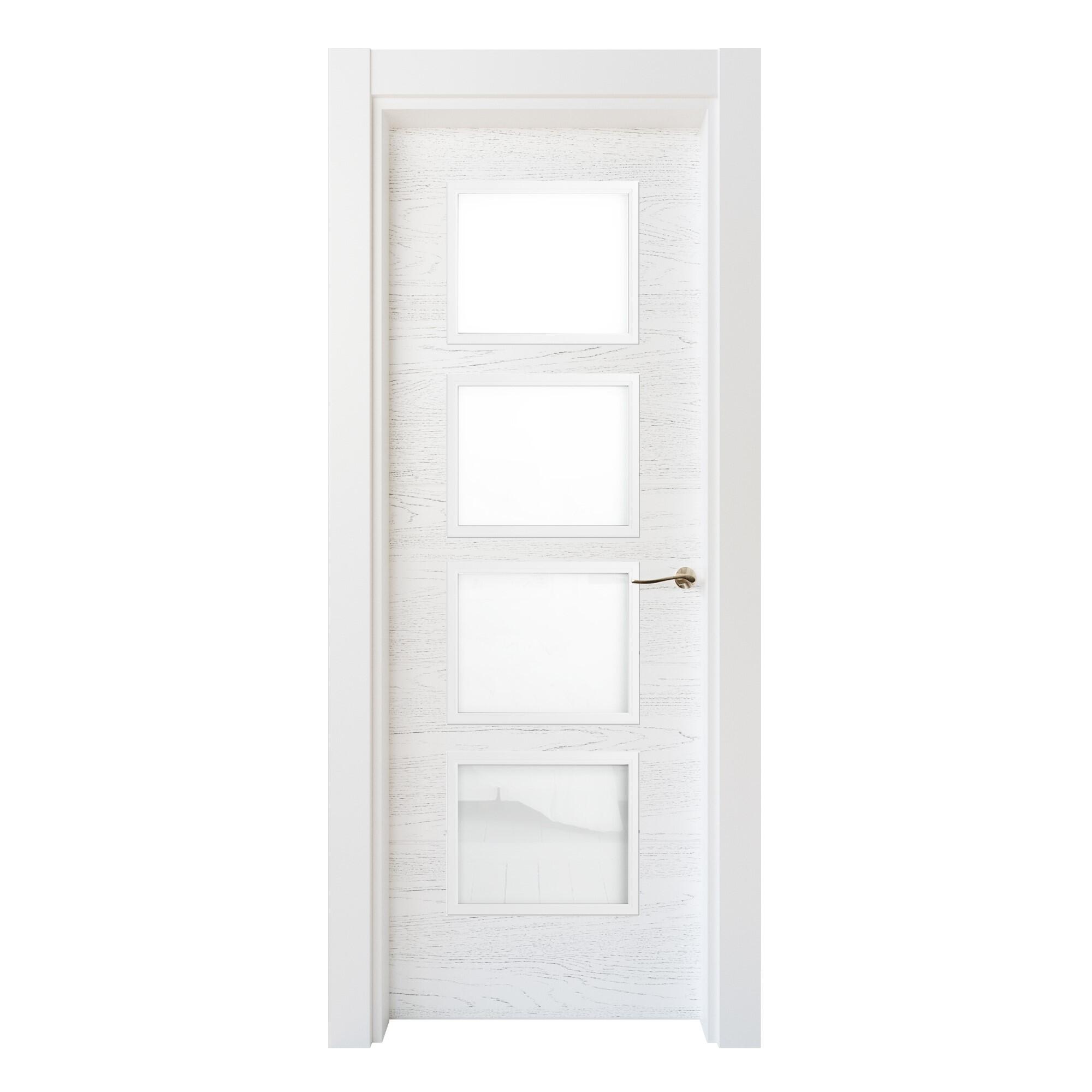 Puerta interior abatible bari veta blanco premium apertura izda cristal 82.5cm