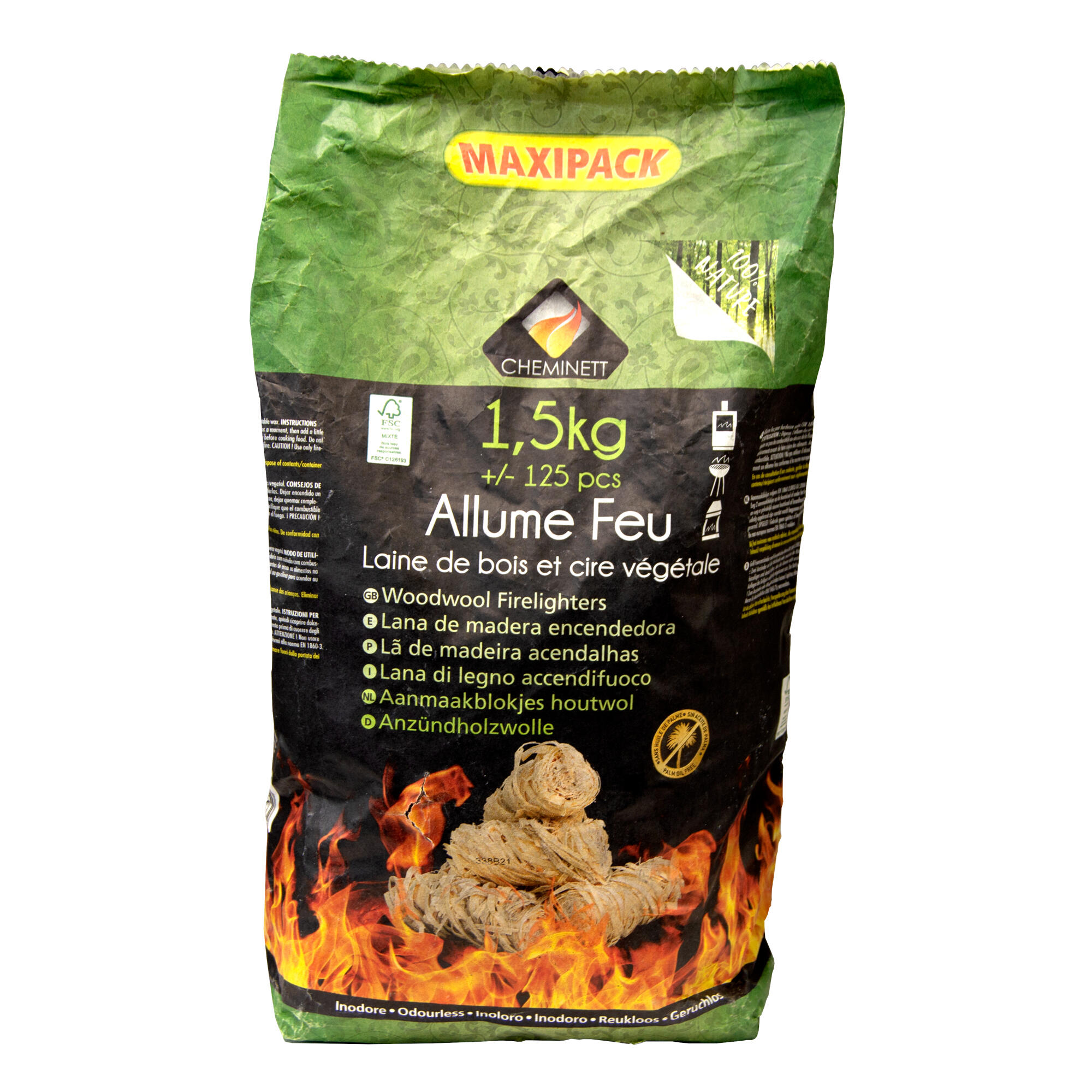 Saco de enciende fuego de lana de madera FSC 1,5 kg | Leroy Merlin