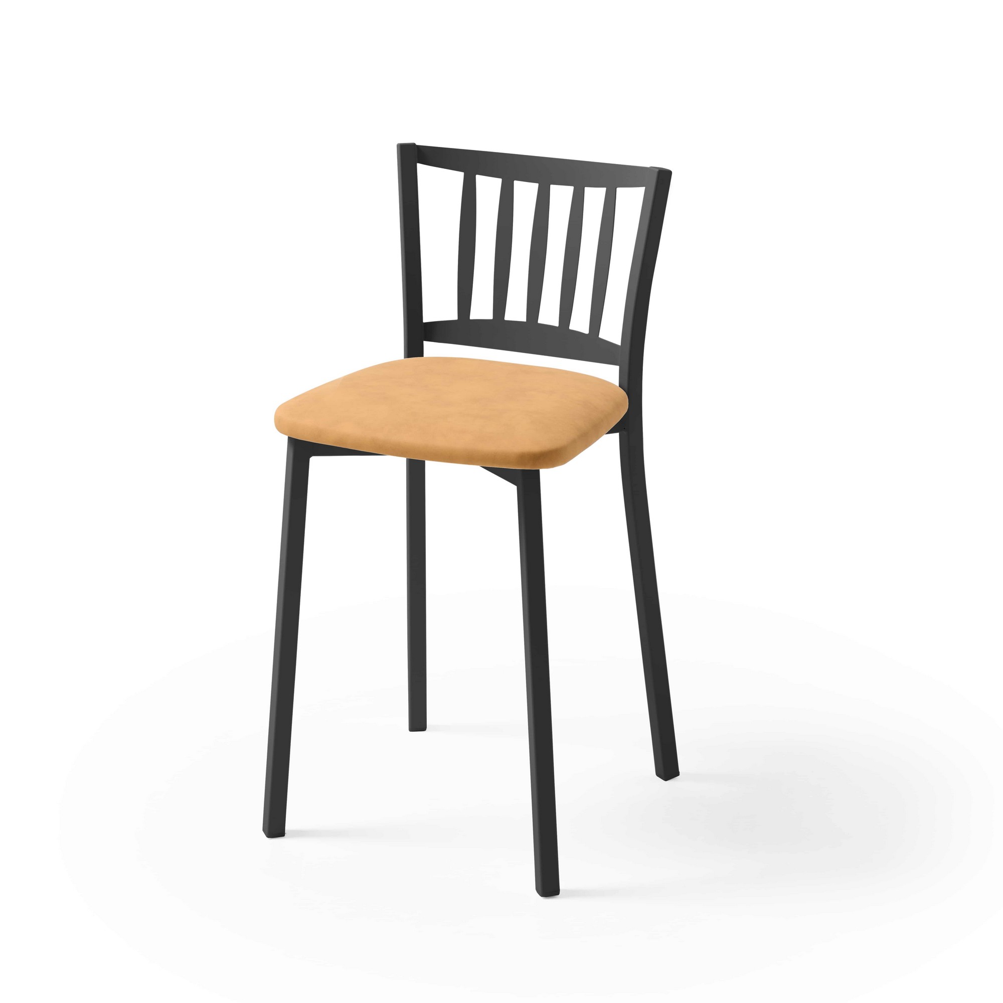 Taburete bajo petra con estructura negra y asiento domus habana