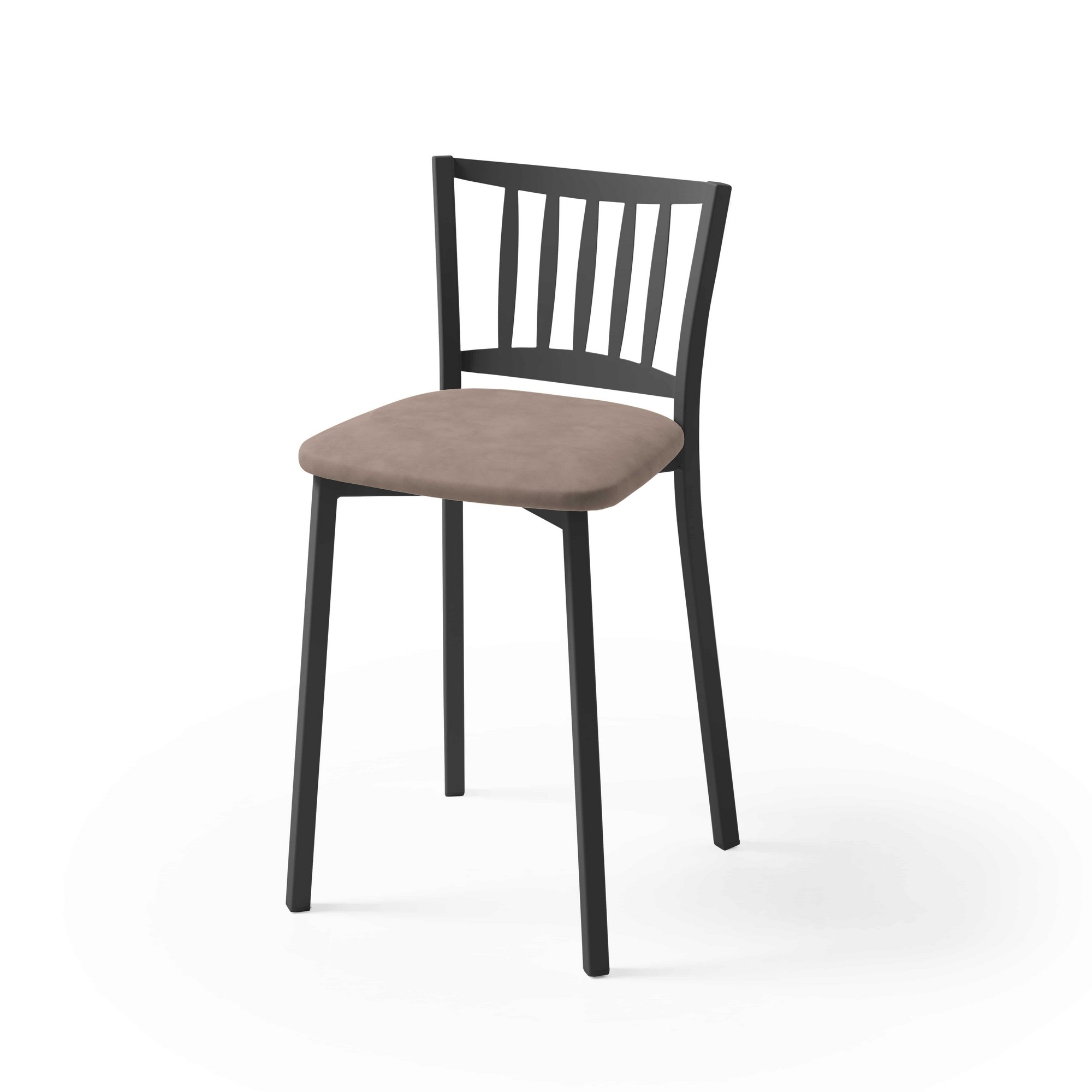 Taburete bajo petra con estructura negra y asiento domus urban