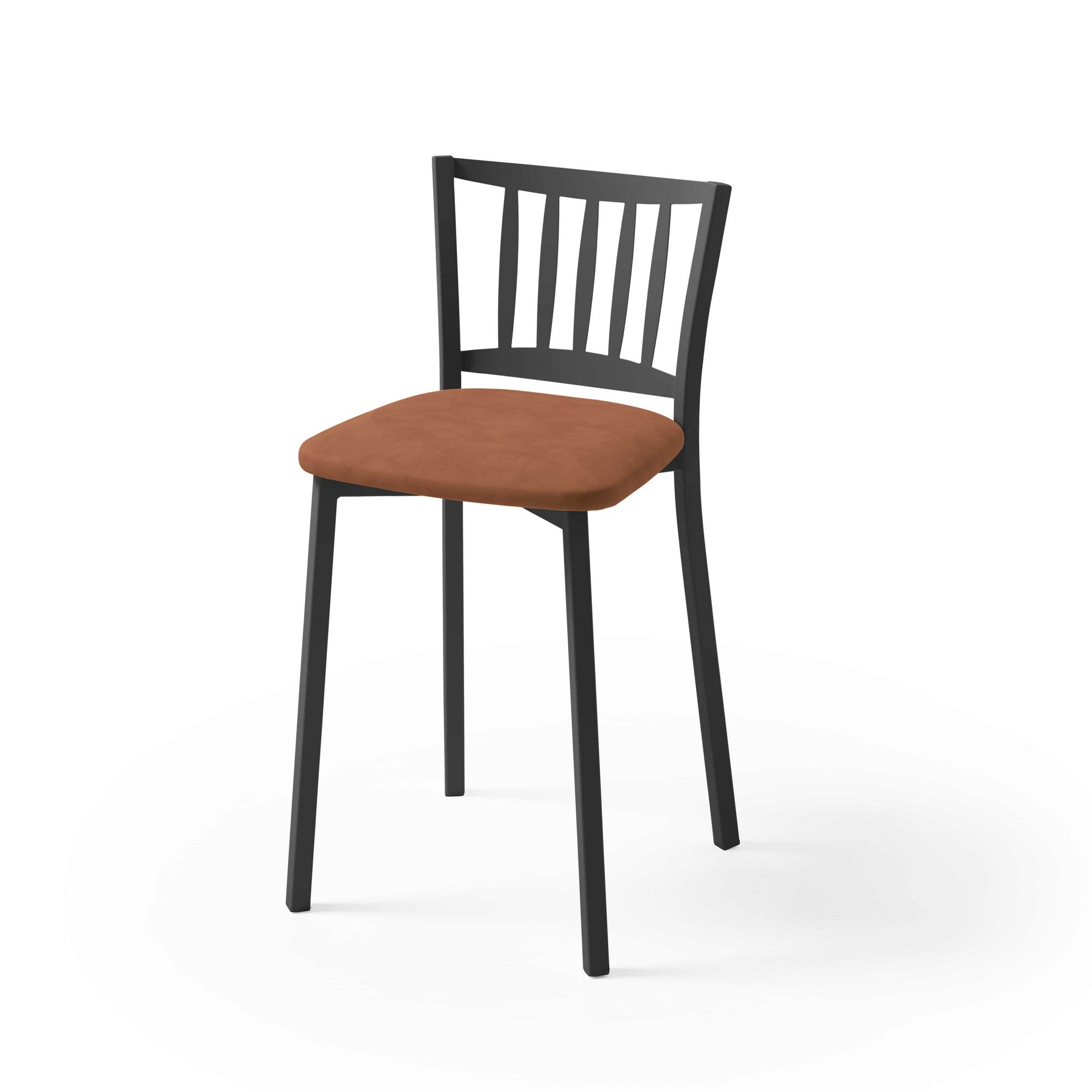 Taburete bajo petra con estructura negra y asiento domus terra