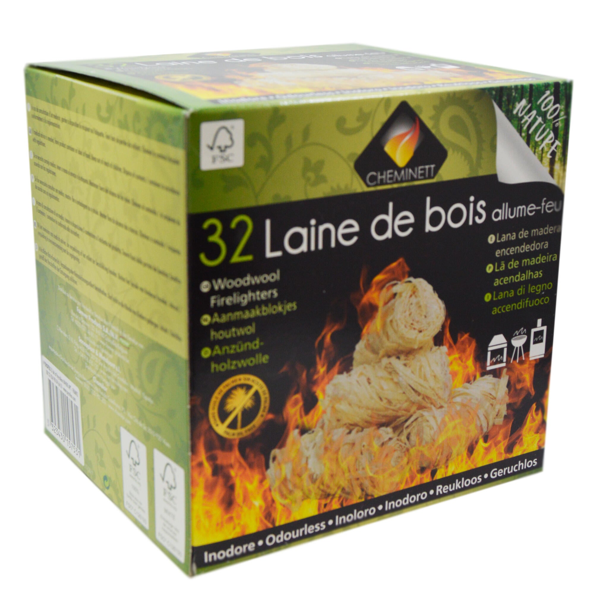 Enciende fuego de lana de madera FSC 32 unidades - 5