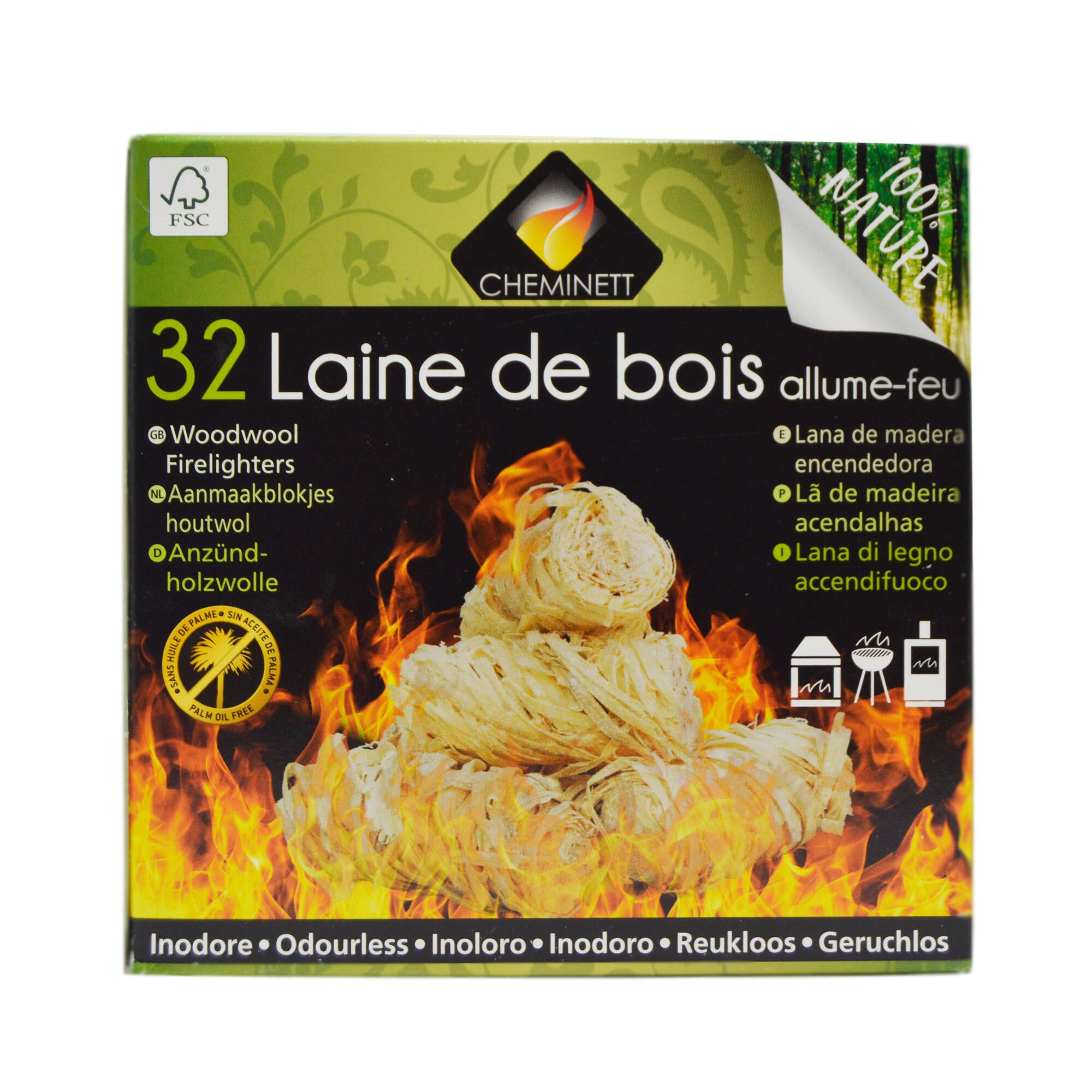 Enciende fuego de lana de madera FSC 32 unidades - 4