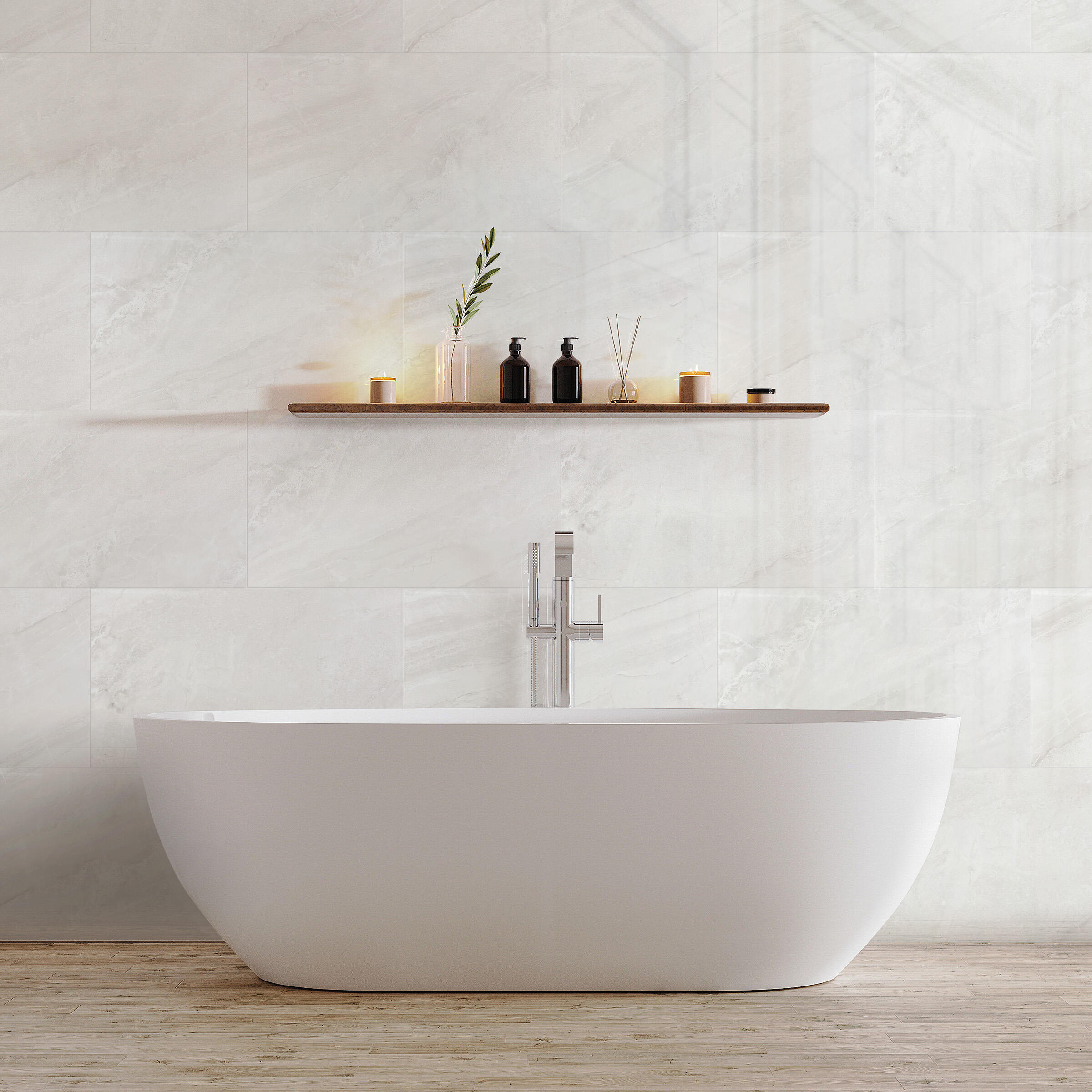 Revestimiento de pared de pvc gloss evora color blanco de 65x37.5 cm