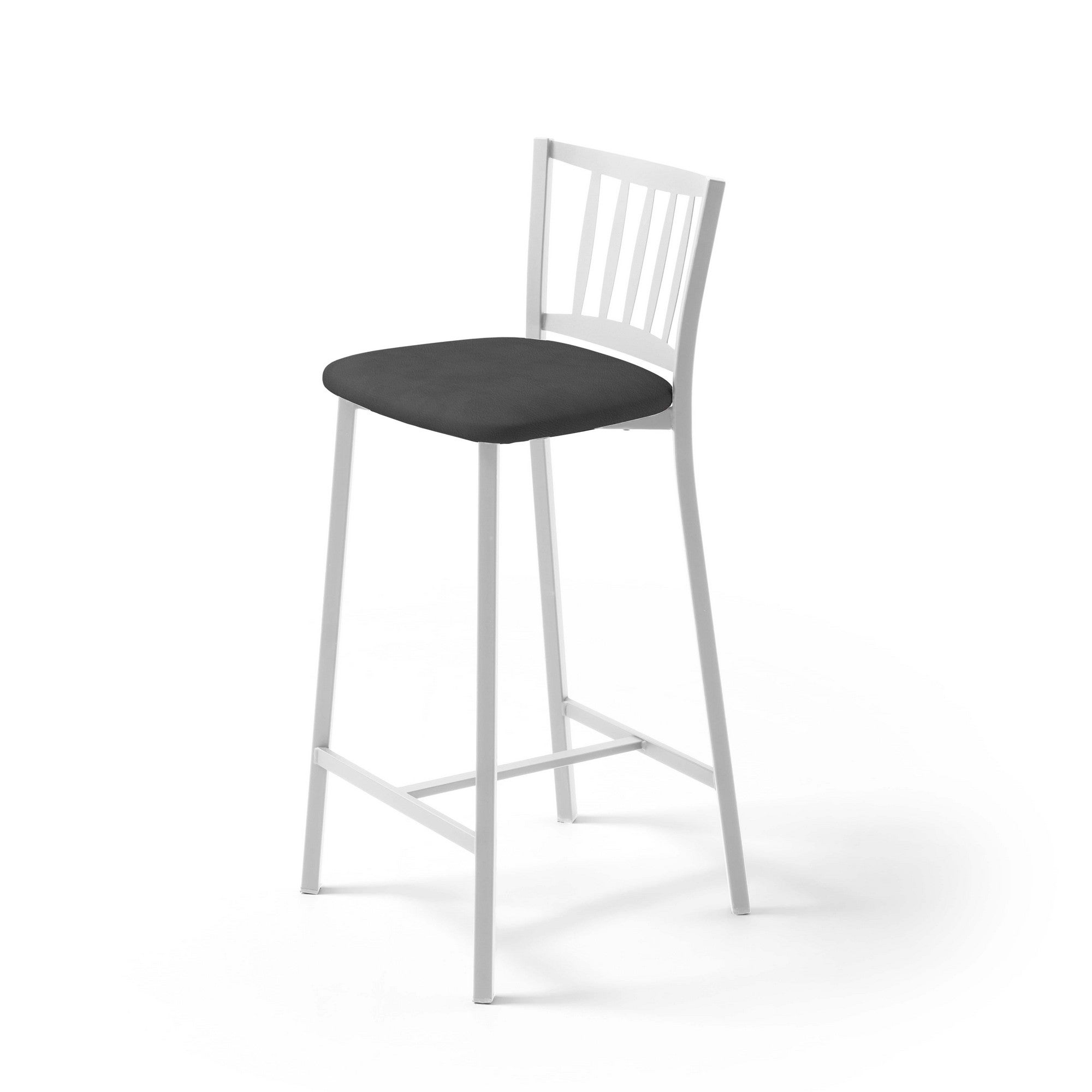 Taburete petra con estructura blanca y asiento silver grafito