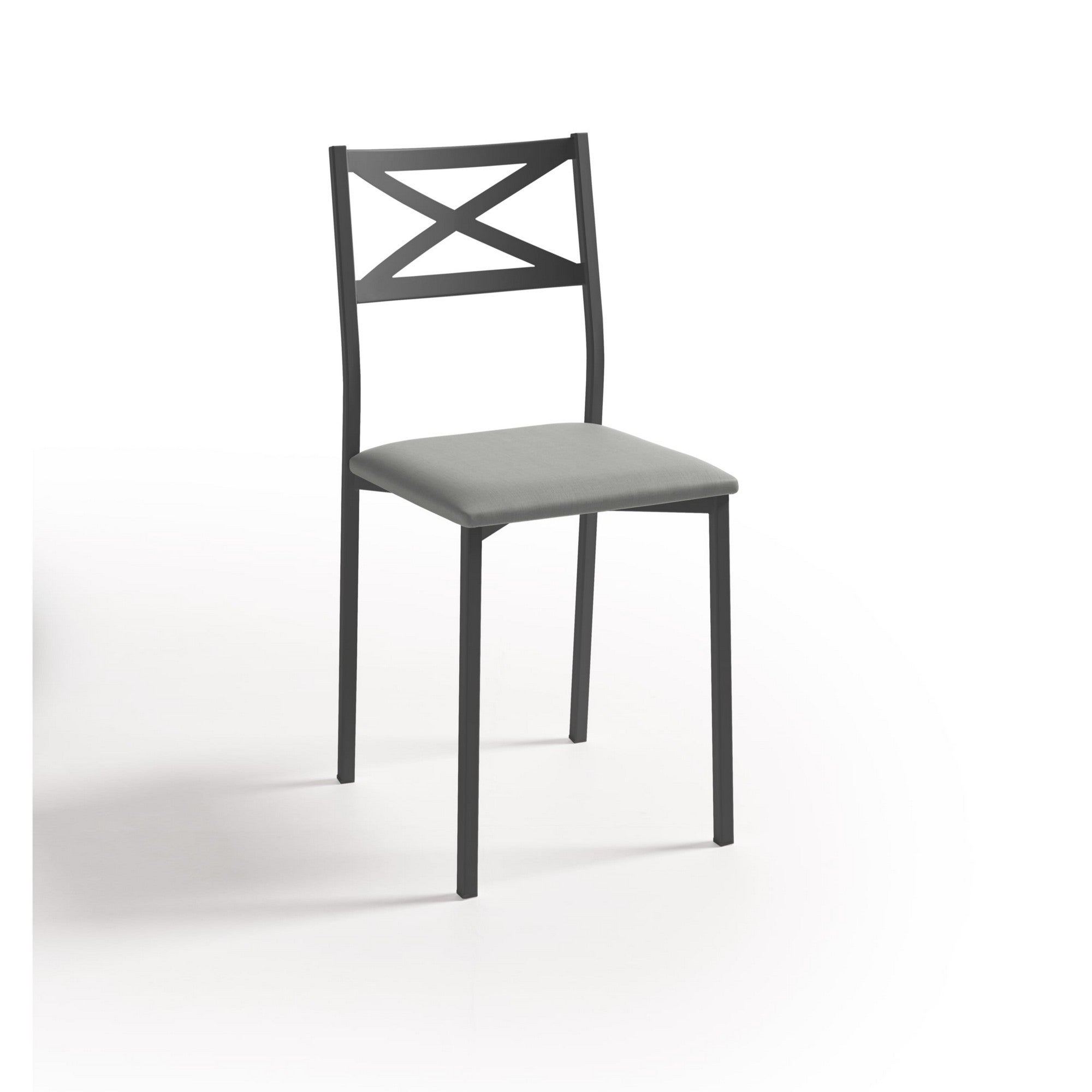 Silla de cocina bárbara de metal negra, gris 38x86x40cm