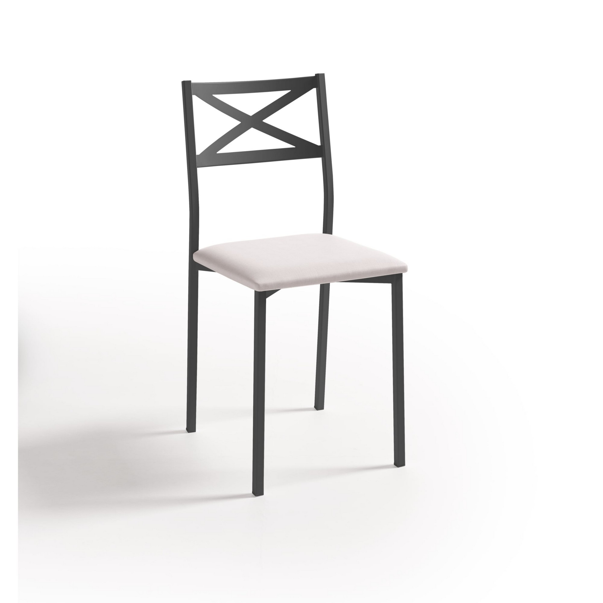 Silla de cocina bárbara de metal negra, blanca 38x86x40cm