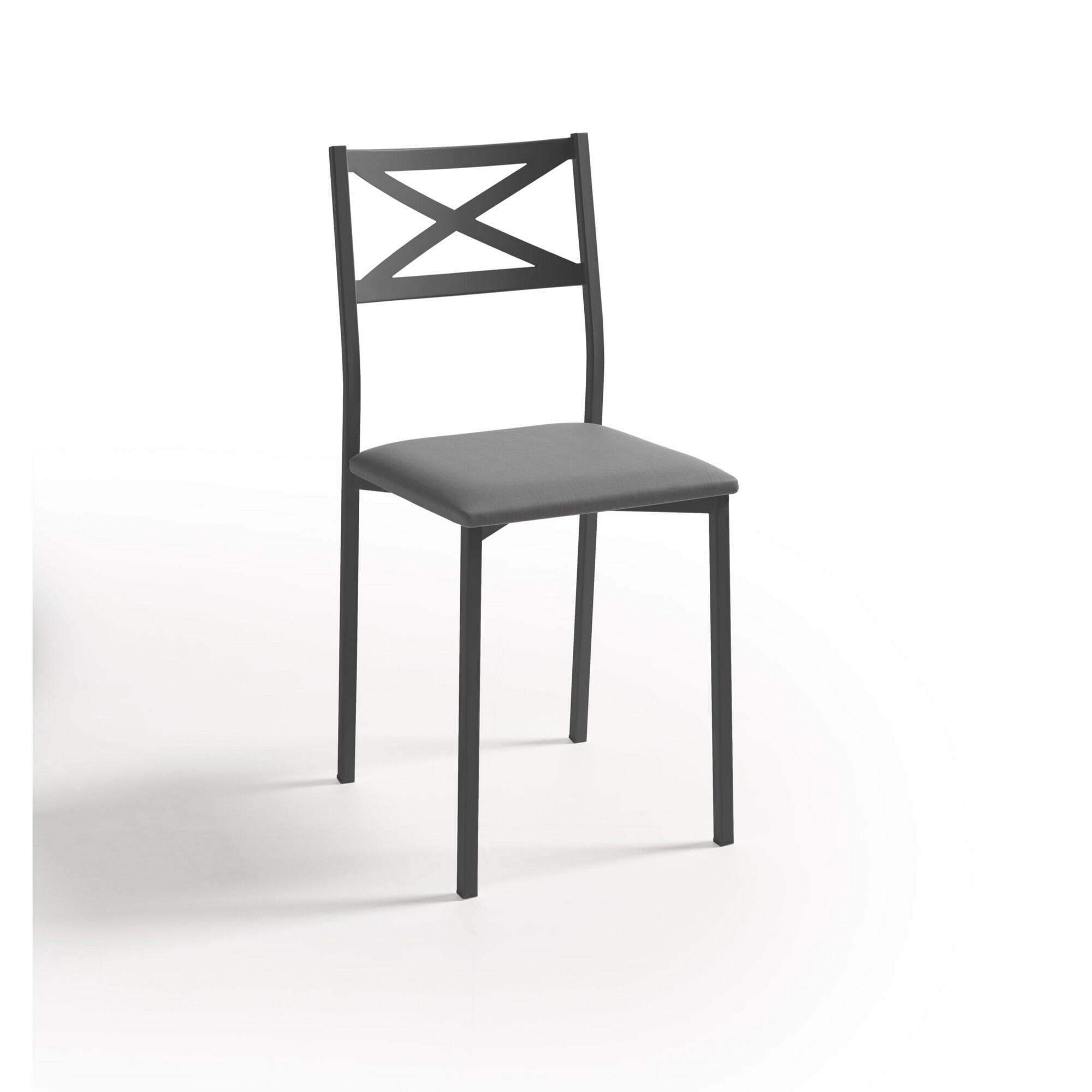 Silla de cocina bárbara de metal negra, gris 38x86x40cm