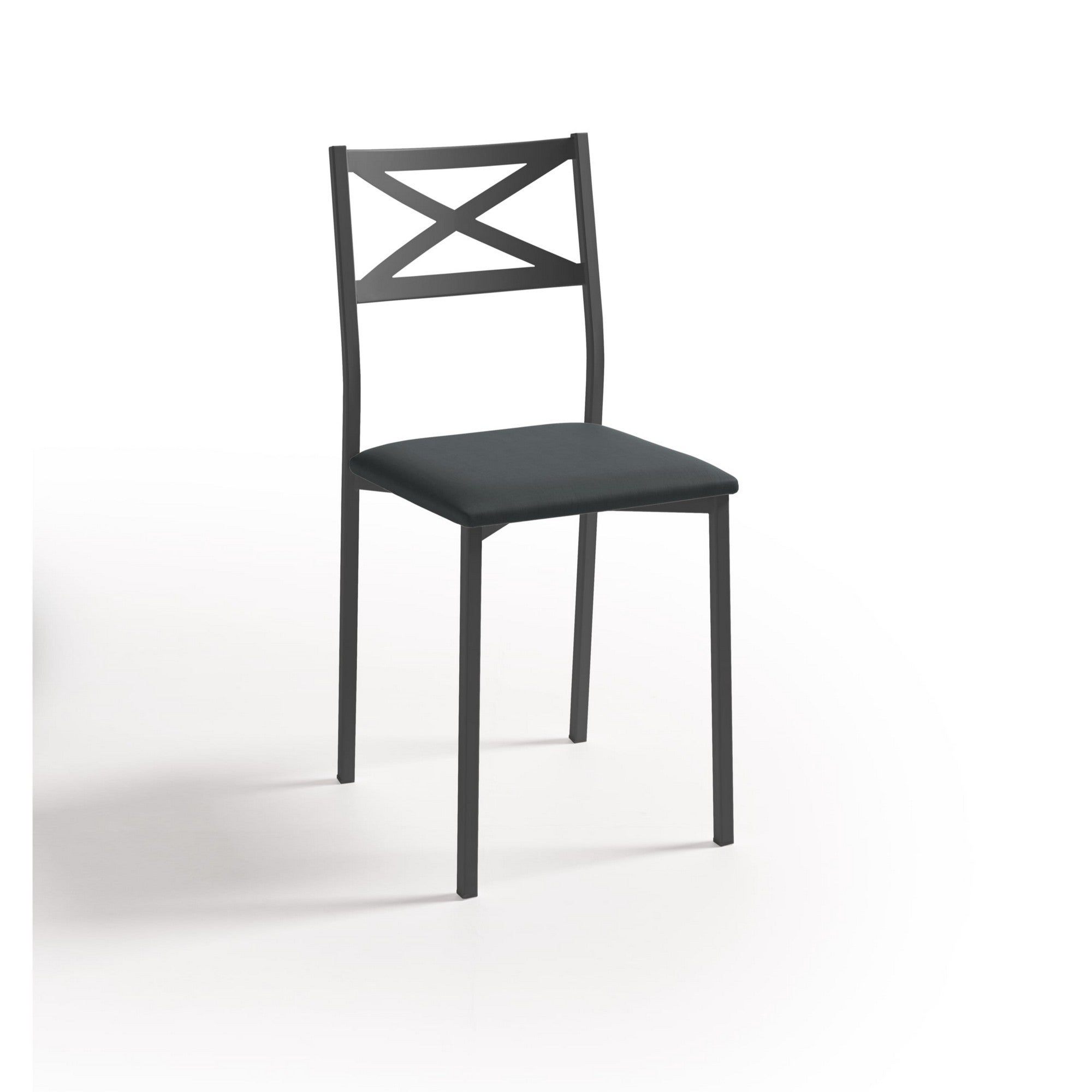 Silla de cocina bárbara de metal negra, gris 38x86x40cm
