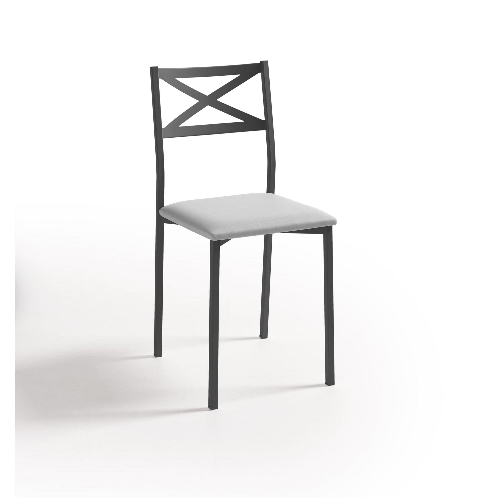 Silla de cocina bárbara de metal negra, gris 38x86x40cm