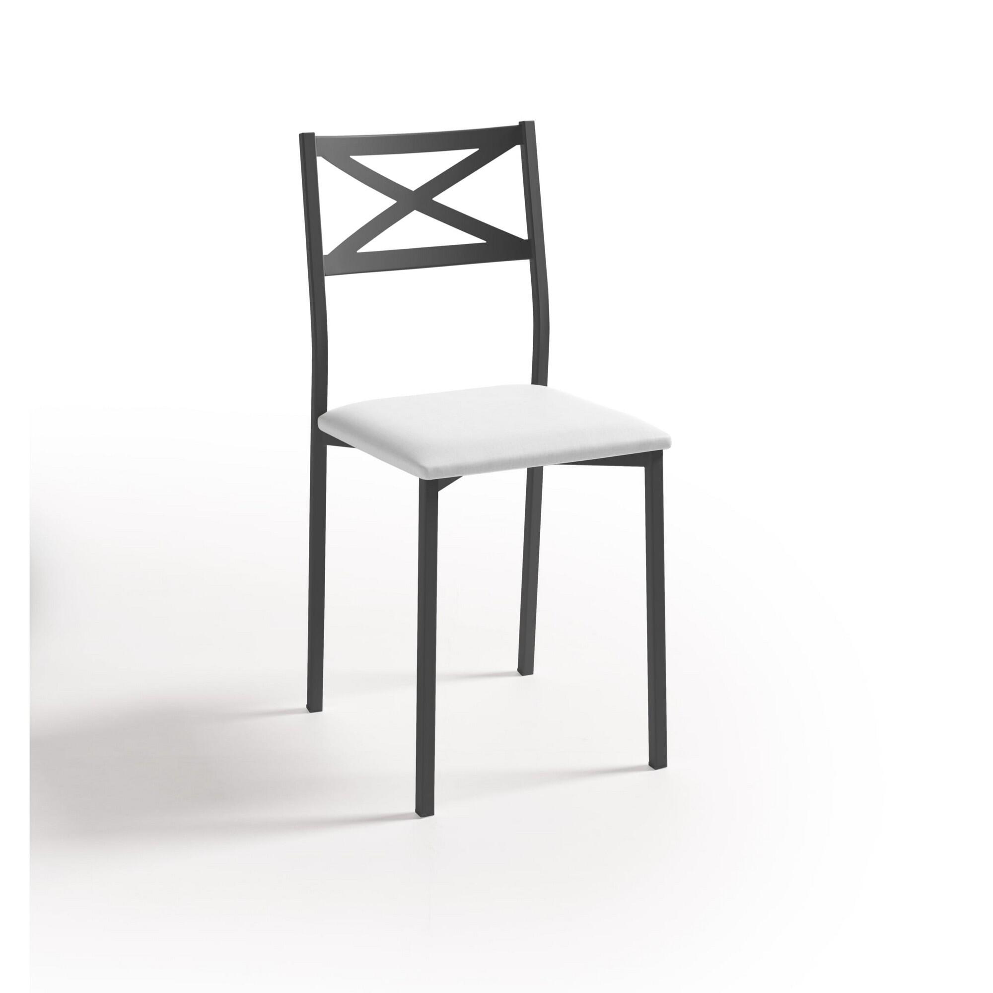 Silla de cocina bárbara de metal negra, blanca 38x86x40cm