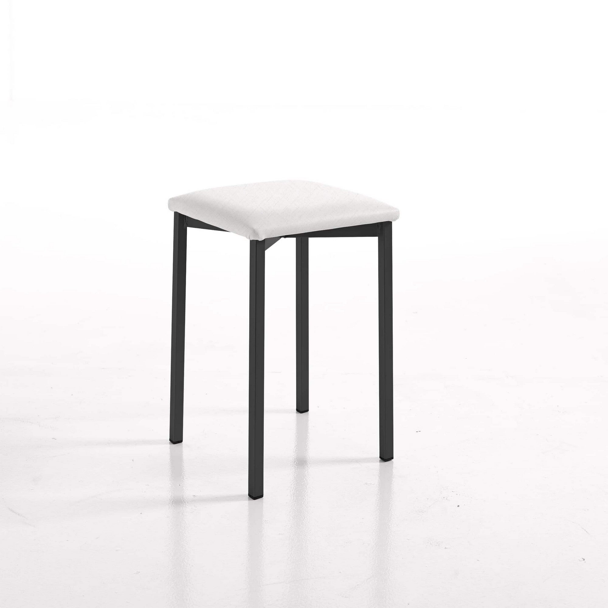 Taburete bajo de cocina kelsa armazón negro asiento michigan nieve