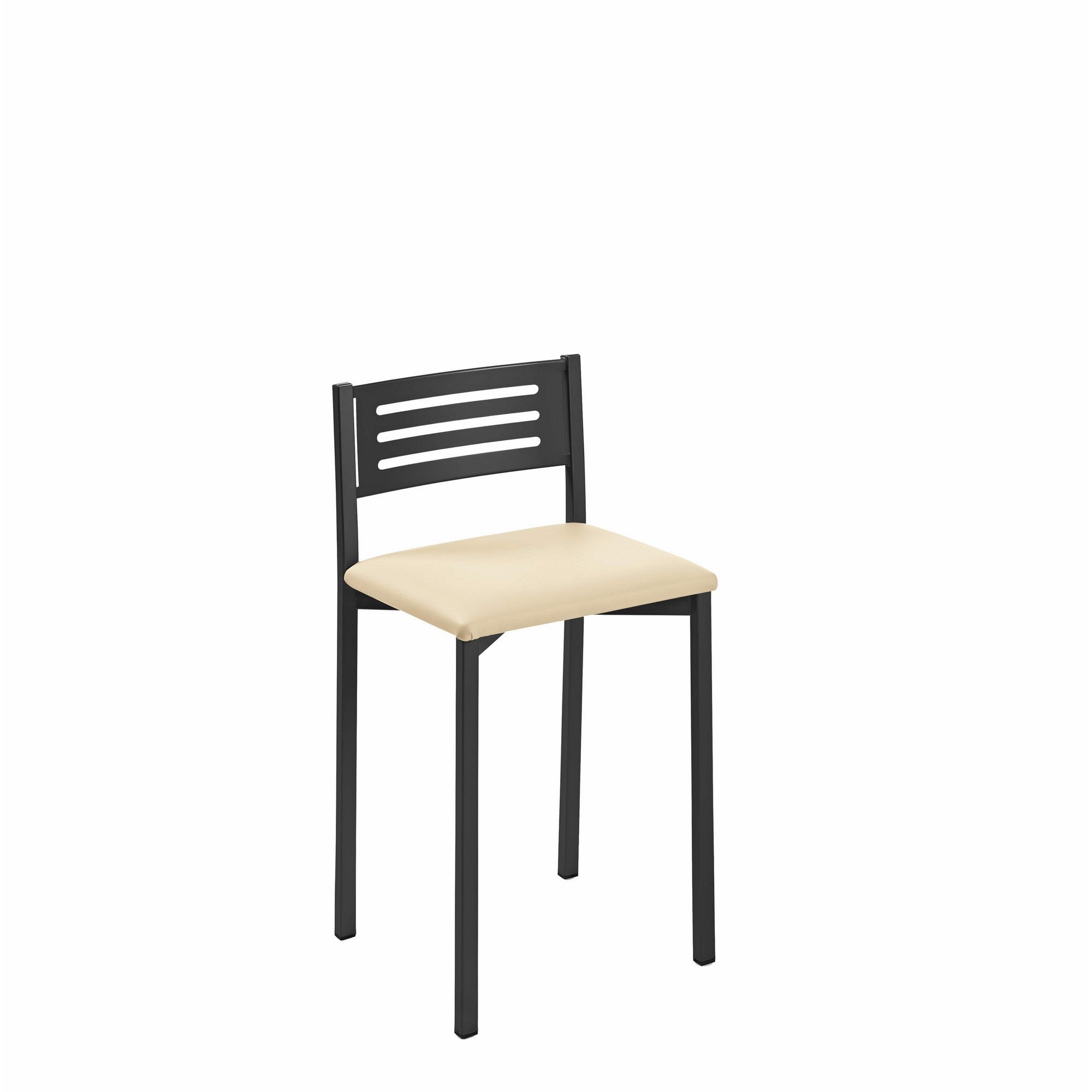 Taburete kelsa beige de textil y base de metal