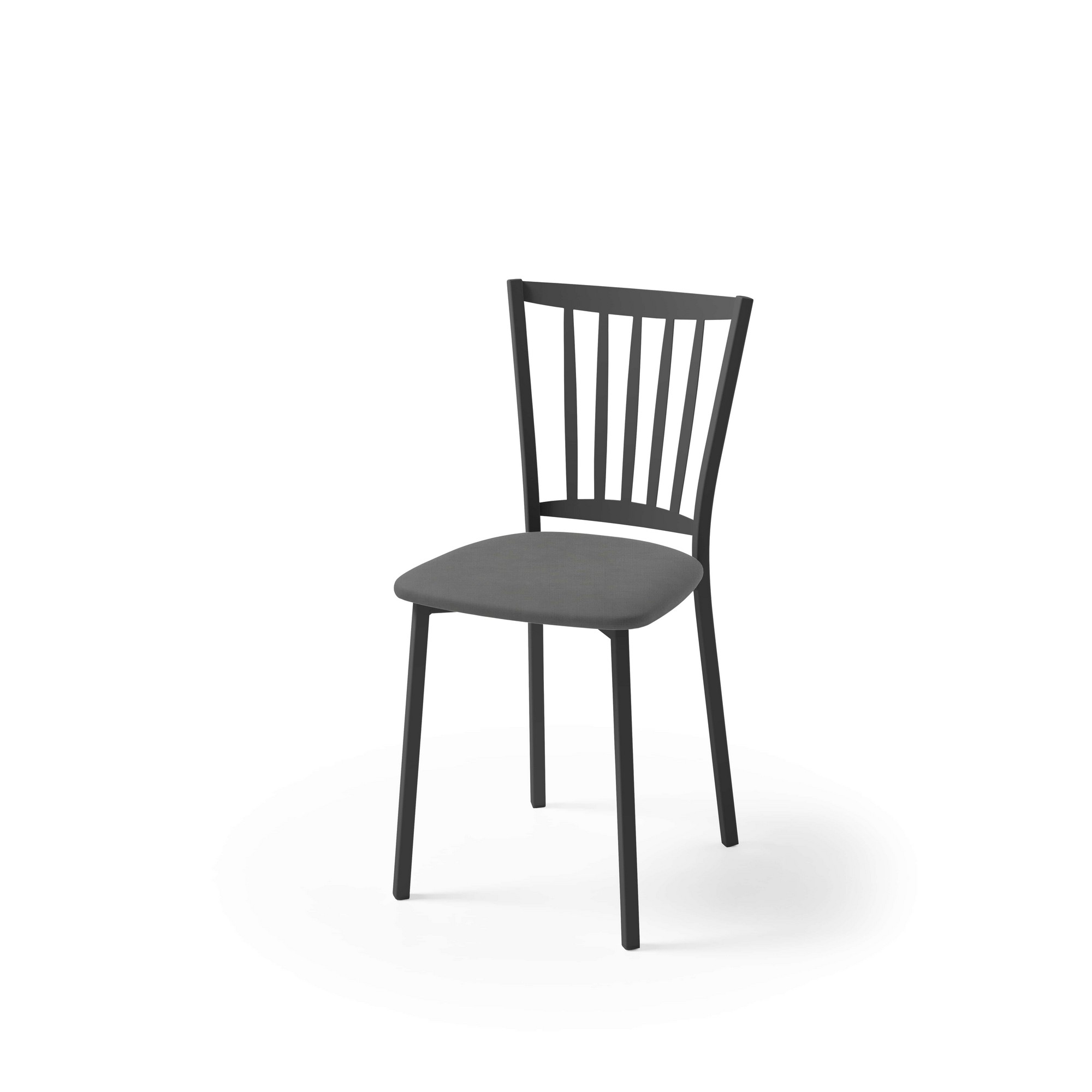 Silla de cocina petra con estructura negra y asiento en michi acero