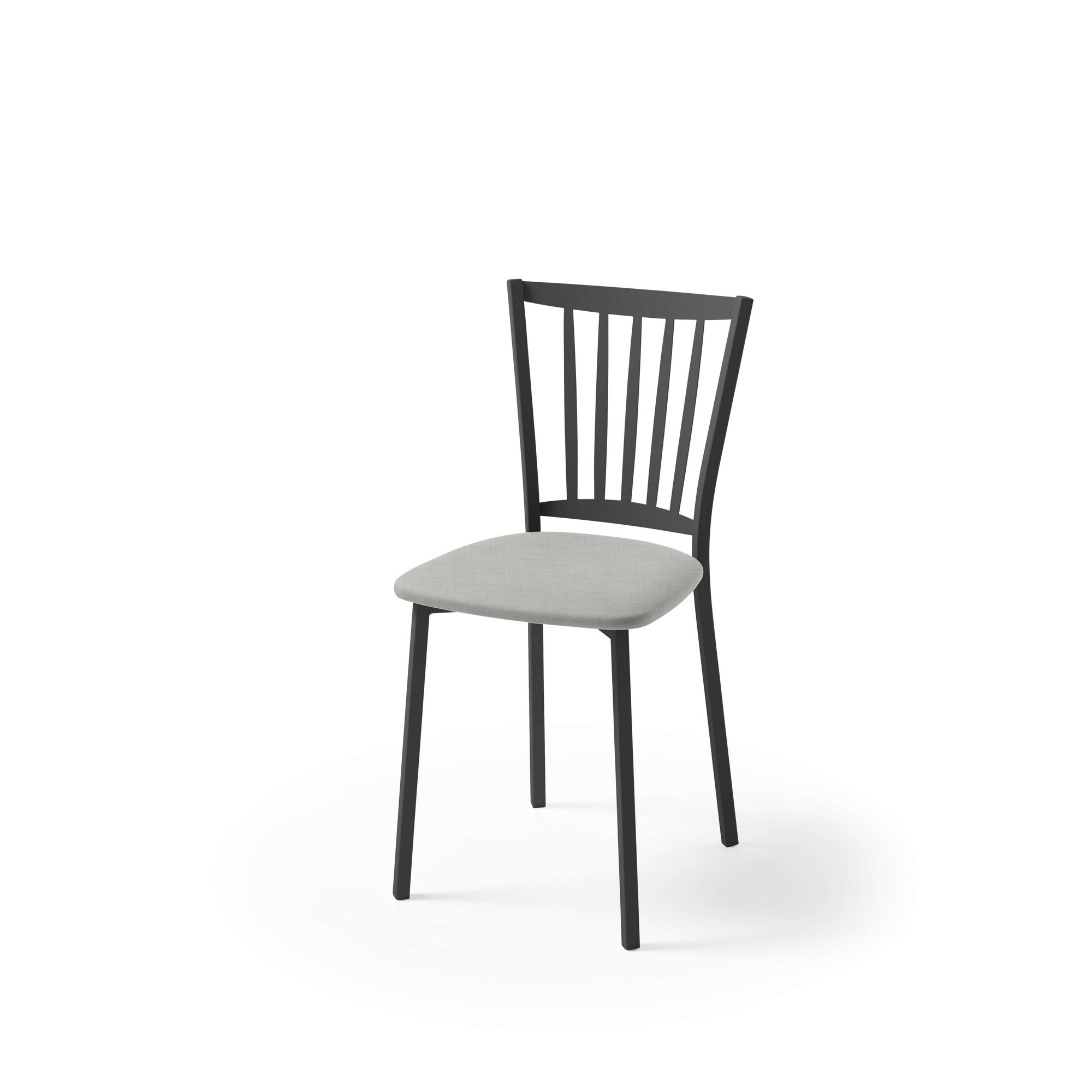 Silla de cocina petra con estructura negra y asiento en michi plata