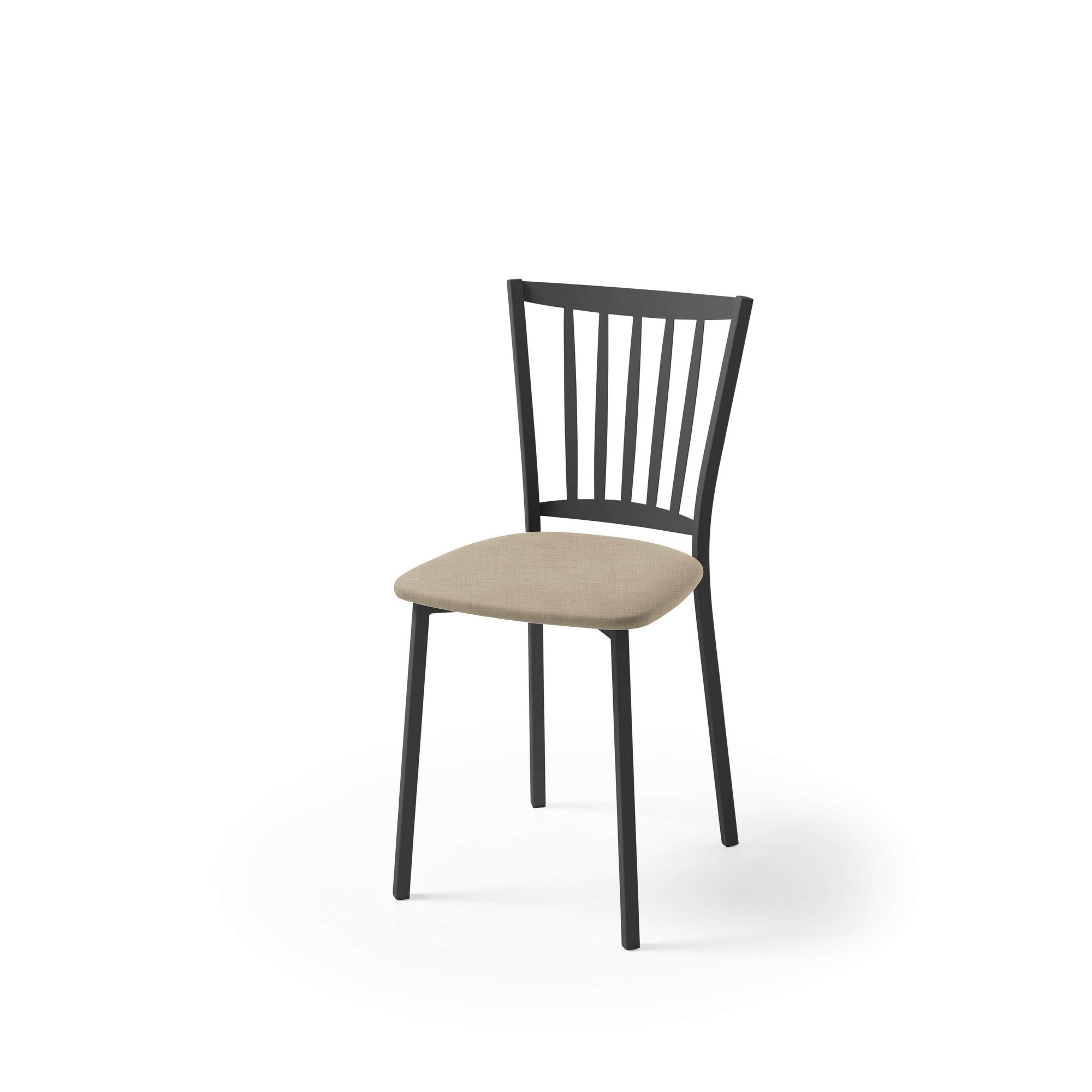 Silla de cocina petra con estructura negra y asiento en michi piedra