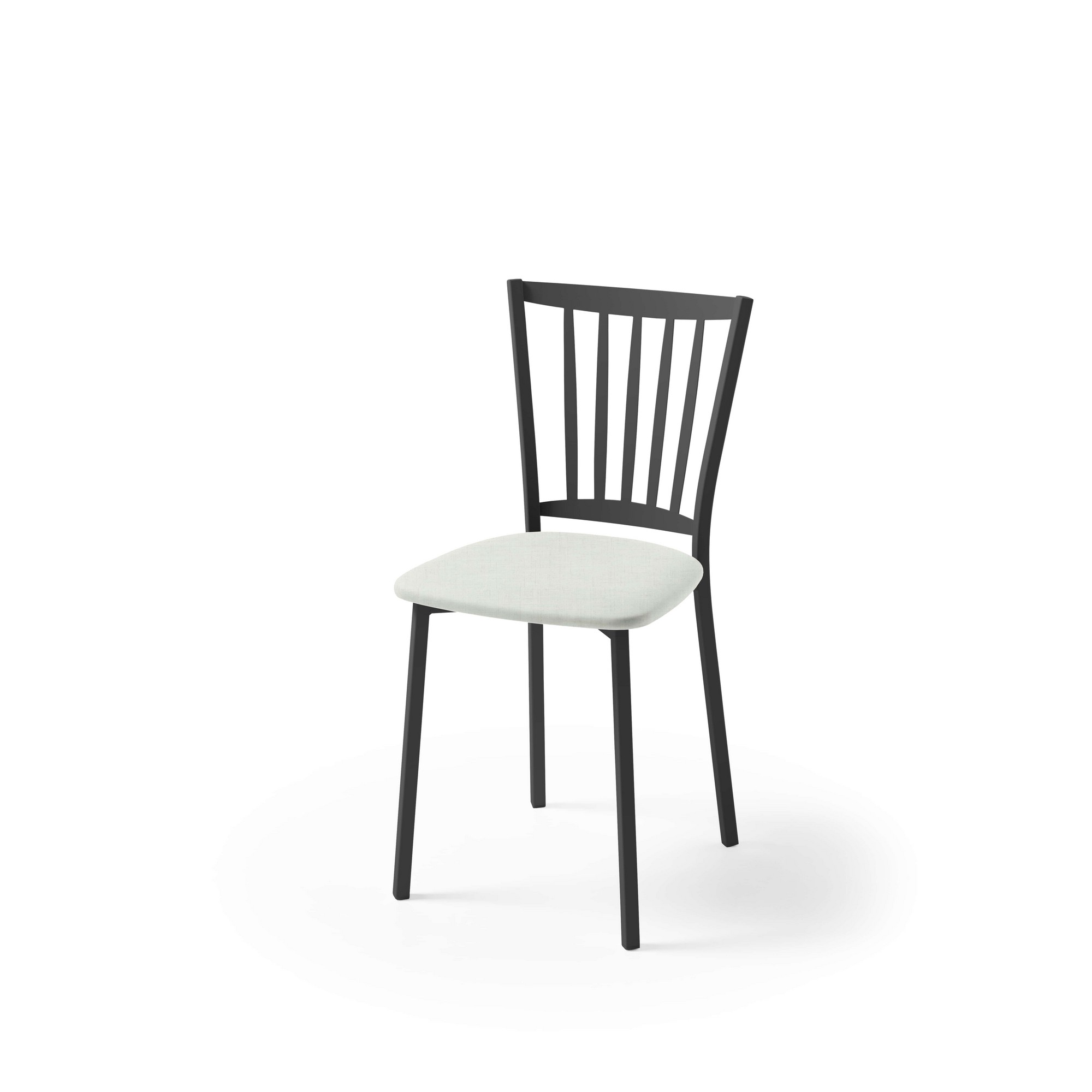 Silla de cocina petra con estructura negra y asiento en michi nieve