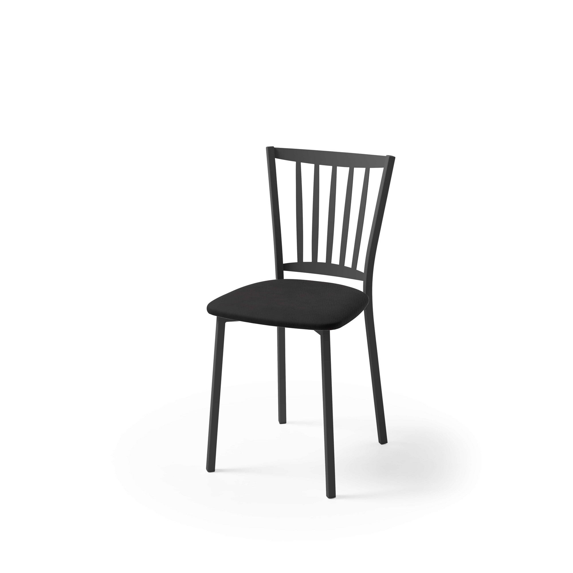 Silla de cocina petra con estructura negra y asiento polipiel negro