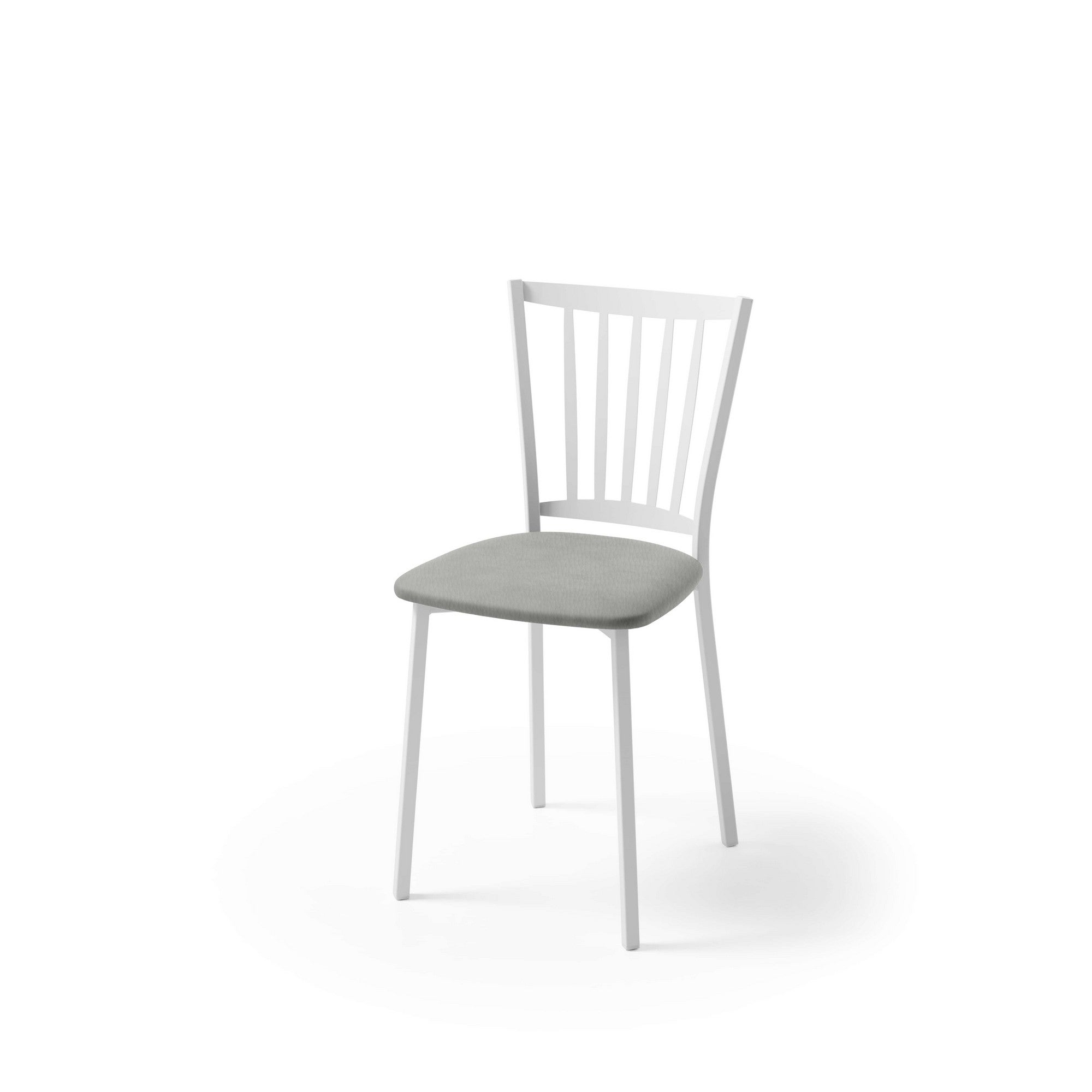 Silla de cocina petra con estructura blanca y asiento polipiel plata