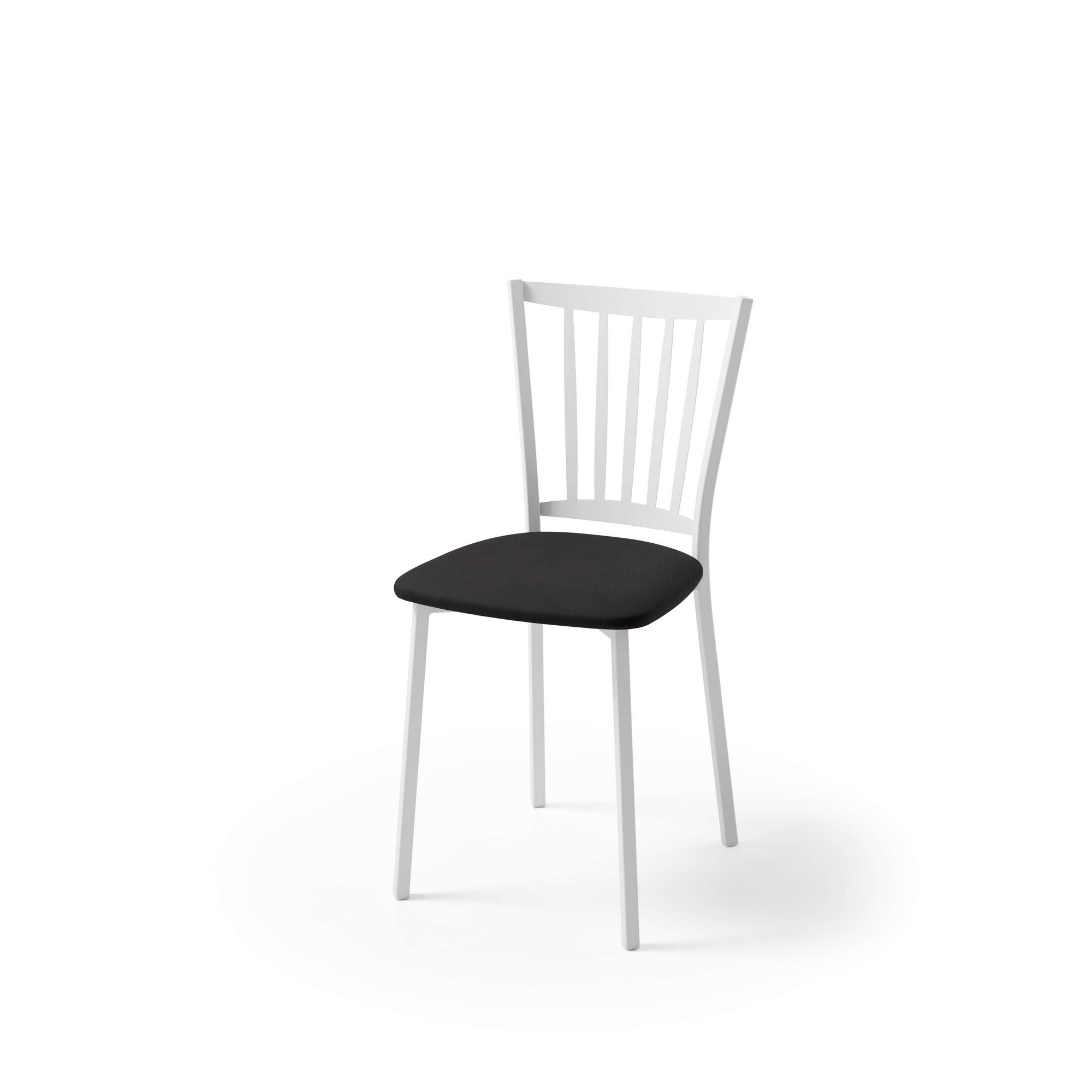 Silla de cocina petra con estructura blanca y asiento polipiel negro