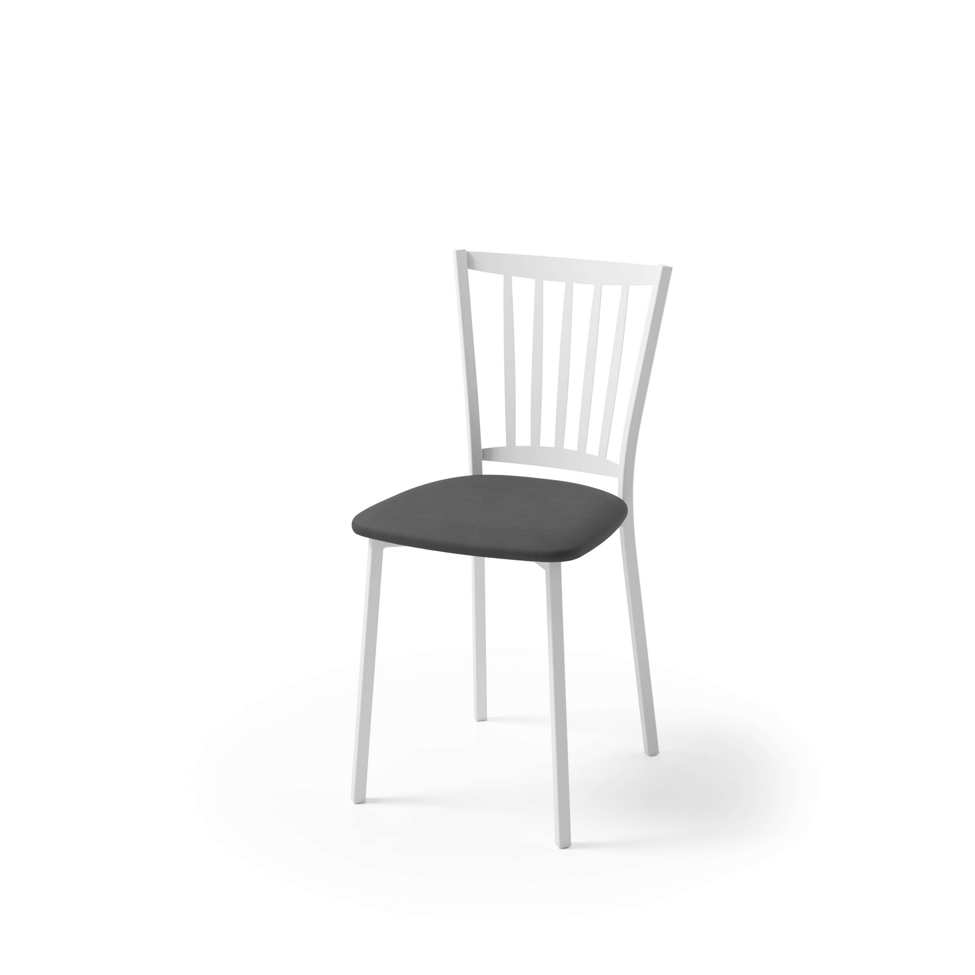 Silla de cocina petra con estructura blanca y asiento en silver grafito