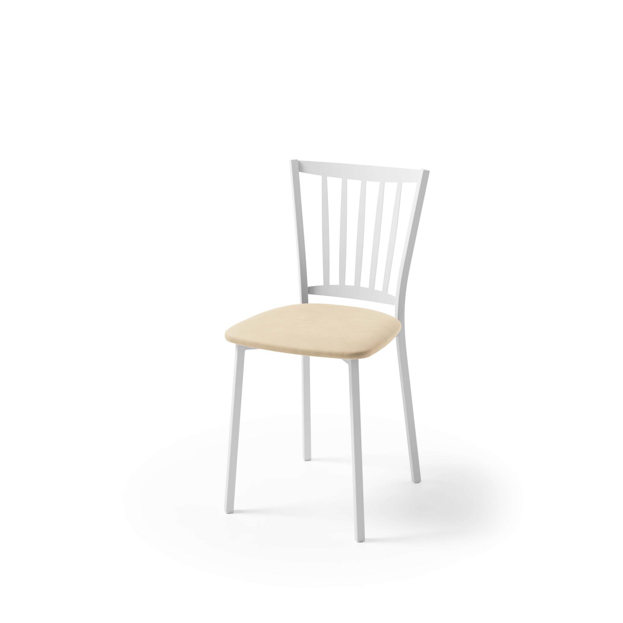 Silla de cocina petra con estructura blanca y asiento en silver sisal